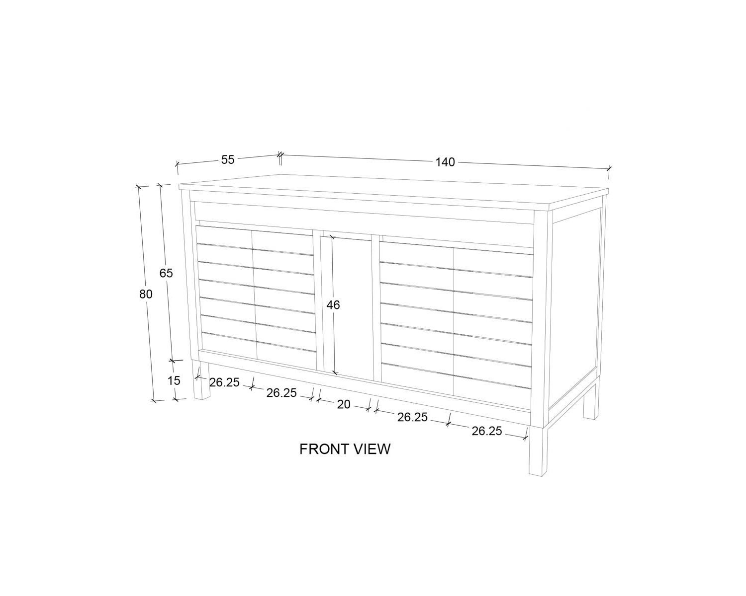 Mobiletto in teak "Tamy" 140 cm