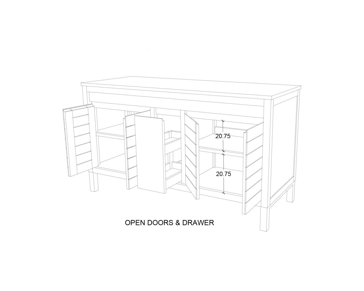 Mobiletto in teak "Tamy" 140 cm