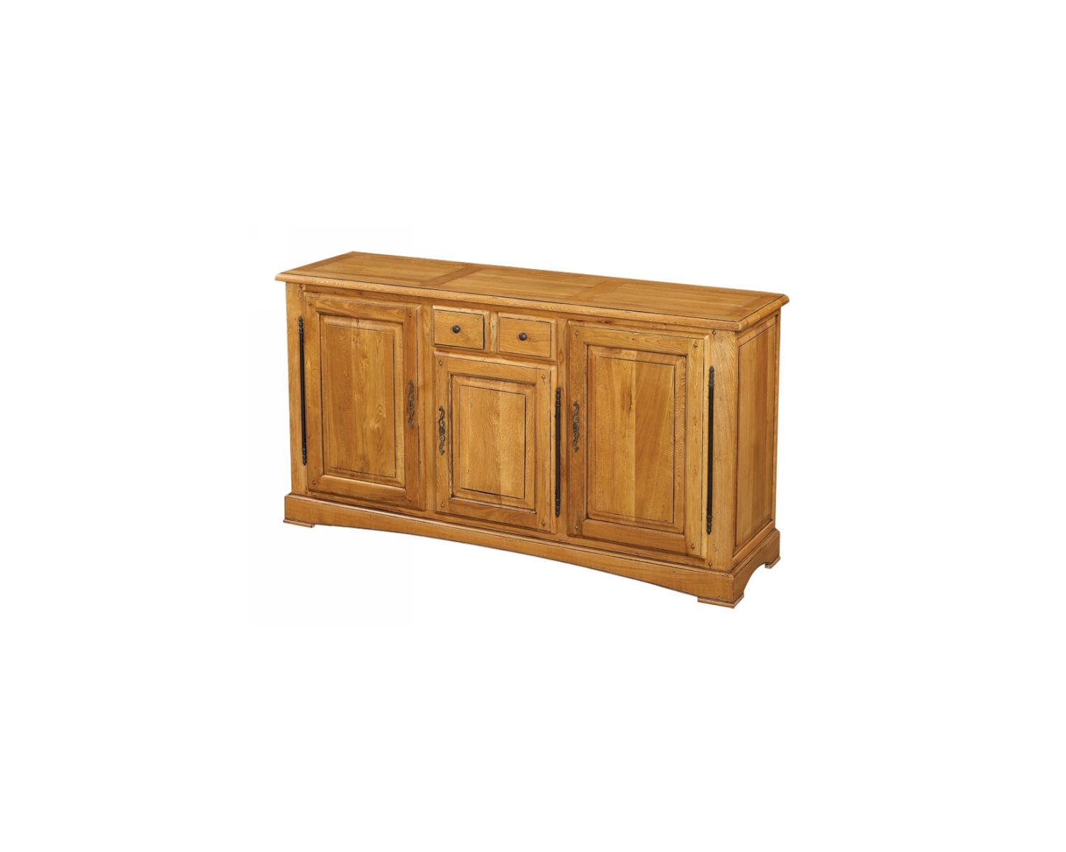 Credenza a 3 ante e 2 cassetti in rovere massiccio "Antique" in stile tradizionale
