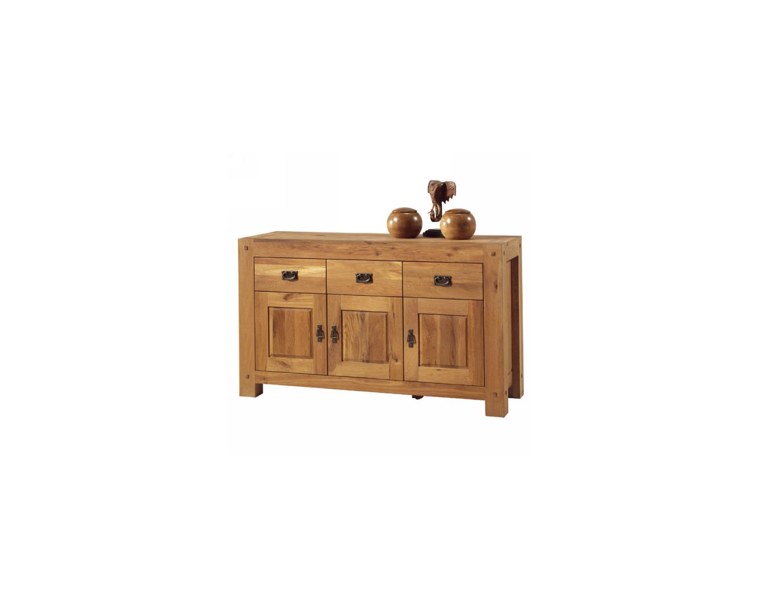 Credenza a 3 ante e 3 cassetti in rovere massiccio oliato "Lodge Casita