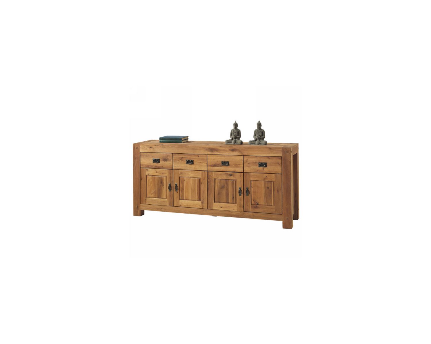 Credenza bassa in rovere massiccio oliato a 4 ante e 4 cassetti "Lodge Casita