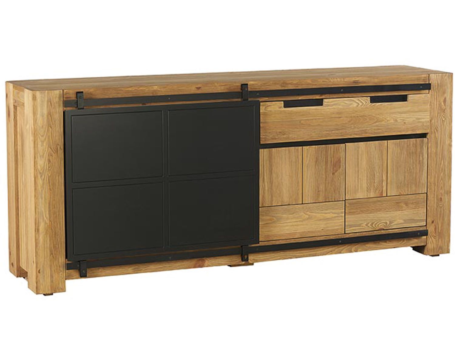 Credenza "Cooper" in pino massiccio con porta scorrevole industriale 200 cm