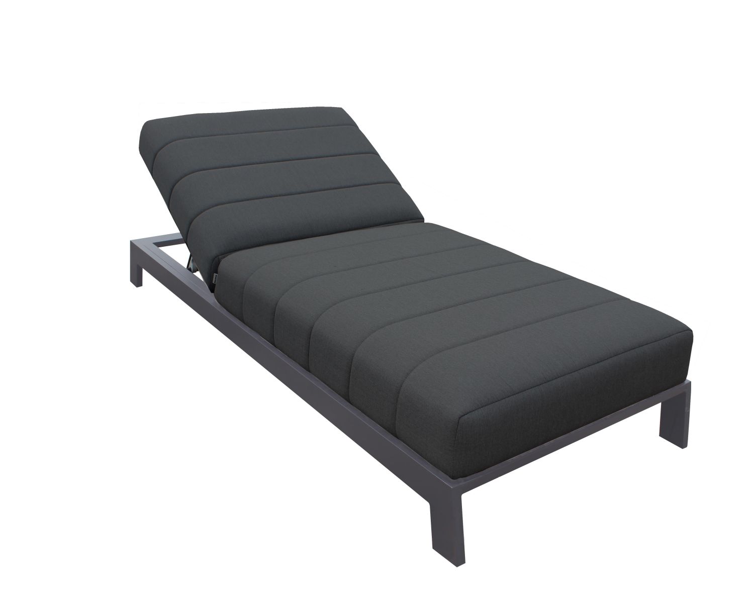 Lettino da 90 cm di larghezza in alluminio nero e materasso "Terrasse" grigio