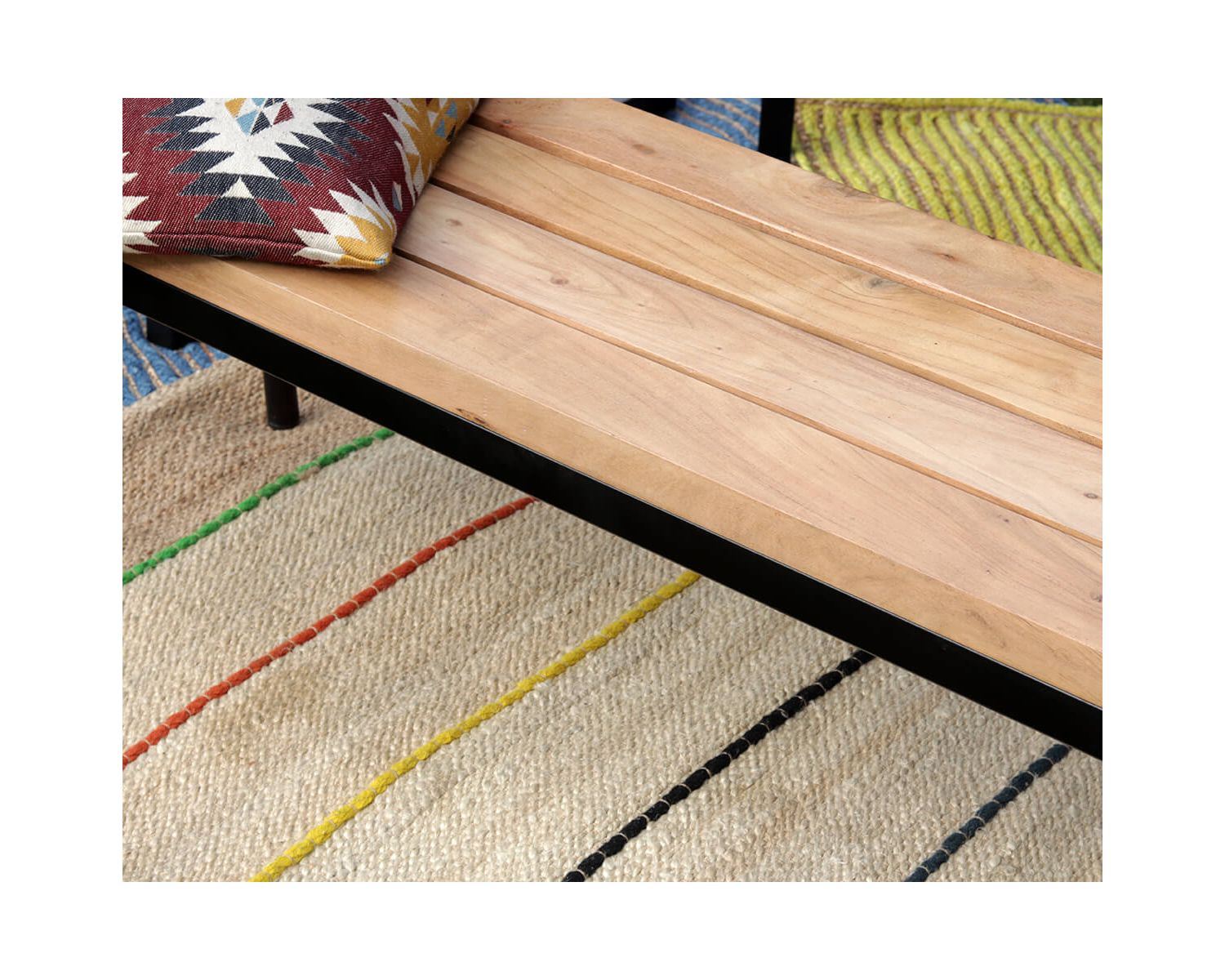 Panca industriale "Garden" in legno massiccio di acacia e metallo