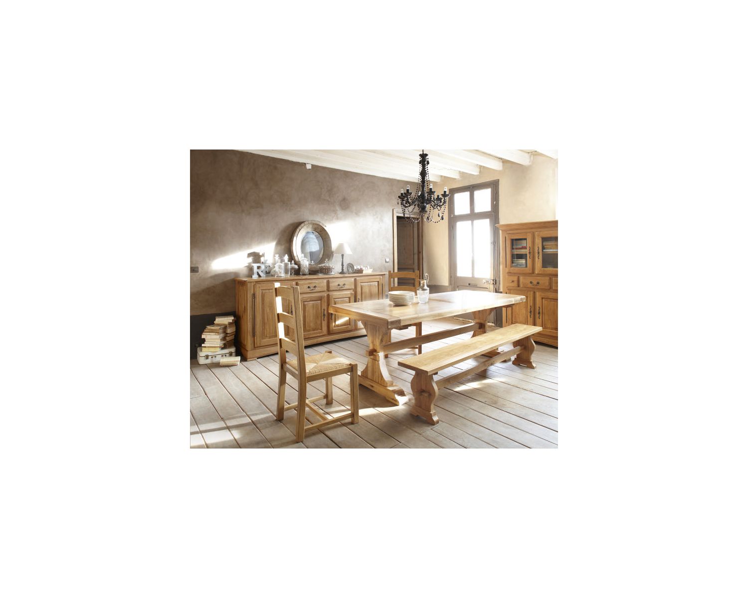 Panca da monastero "antica" in rovere massiccio