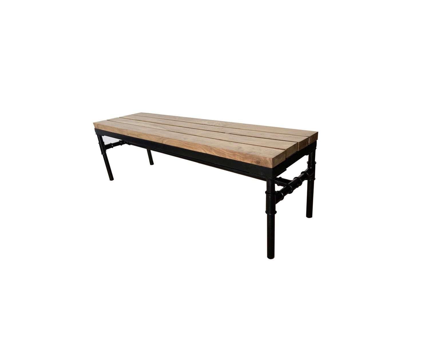 Panca industriale "Garden" in legno massiccio di acacia e metallo