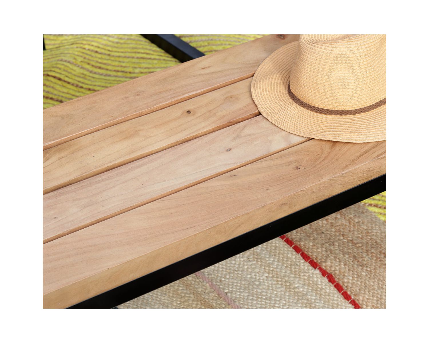 Panca industriale "Garden" in legno massiccio di acacia e metallo