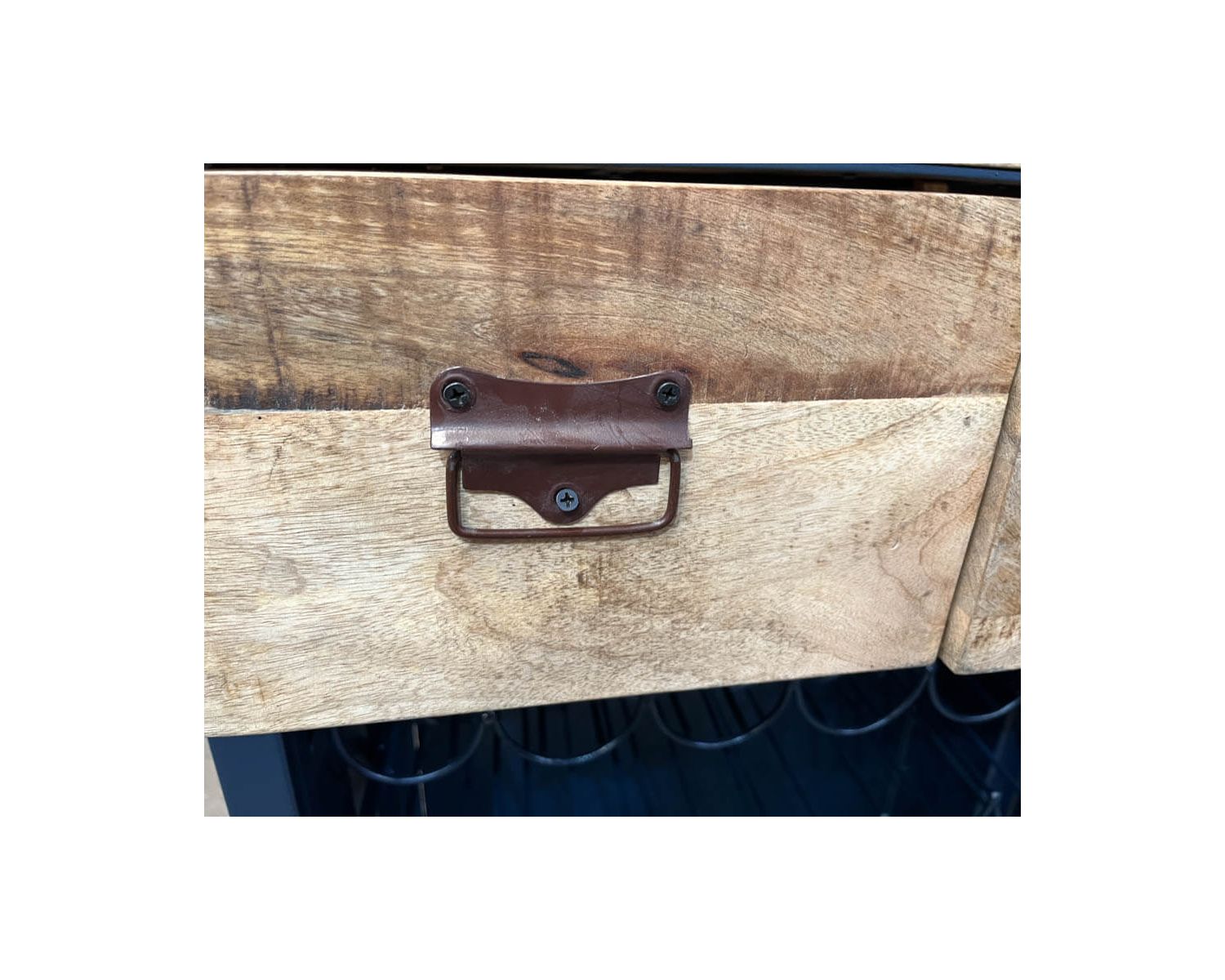 Mobile bar contenitore "Crazy" in metallo e legno blu notte. altezza 178 cm