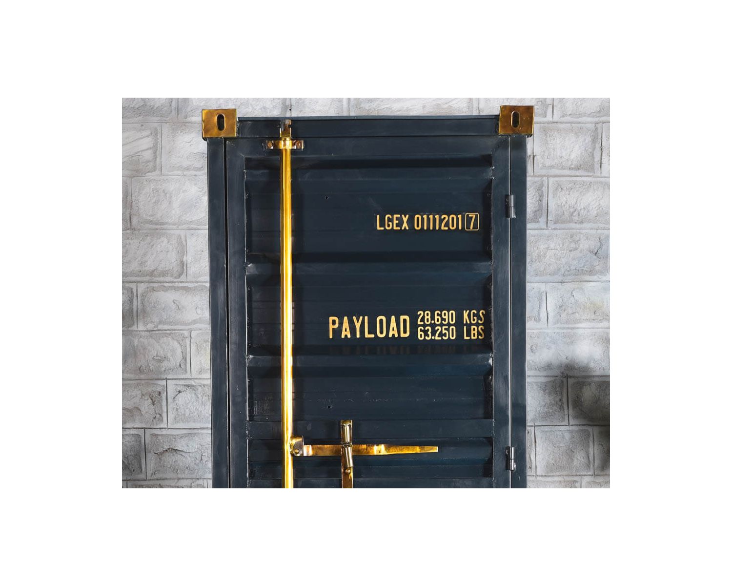 Mobile bar contenitore "Crazy" in metallo e legno blu notte. altezza 178 cm