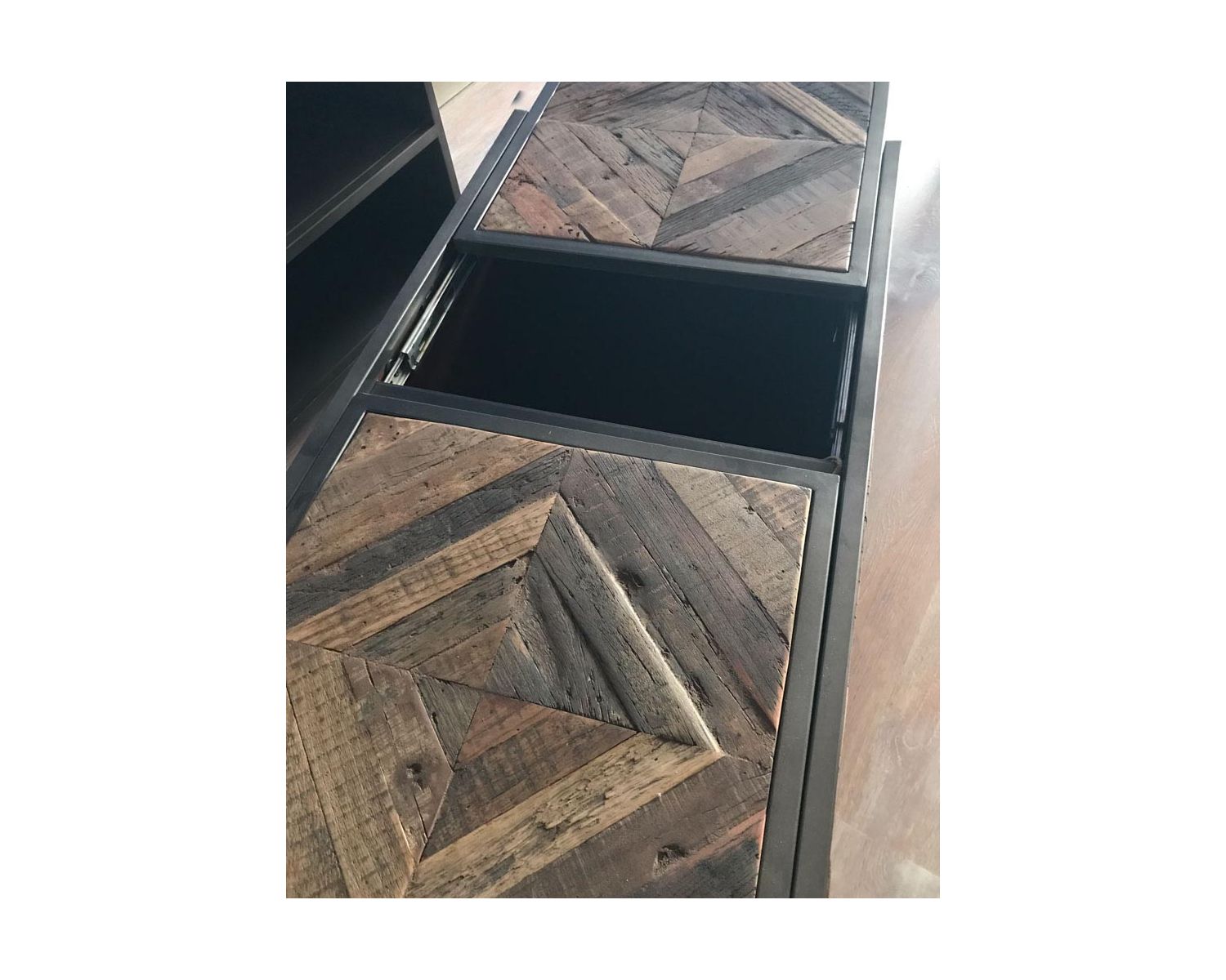 Tavolino da bar industriale in legno e metallo 100cm "Legno