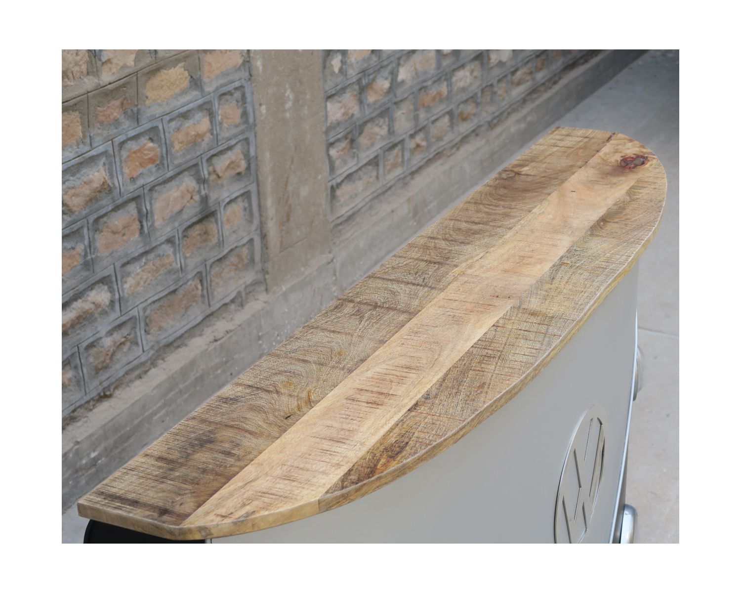 Barra combinata in metallo e legno industriale da 160 cm, bianca e blu, "Nola