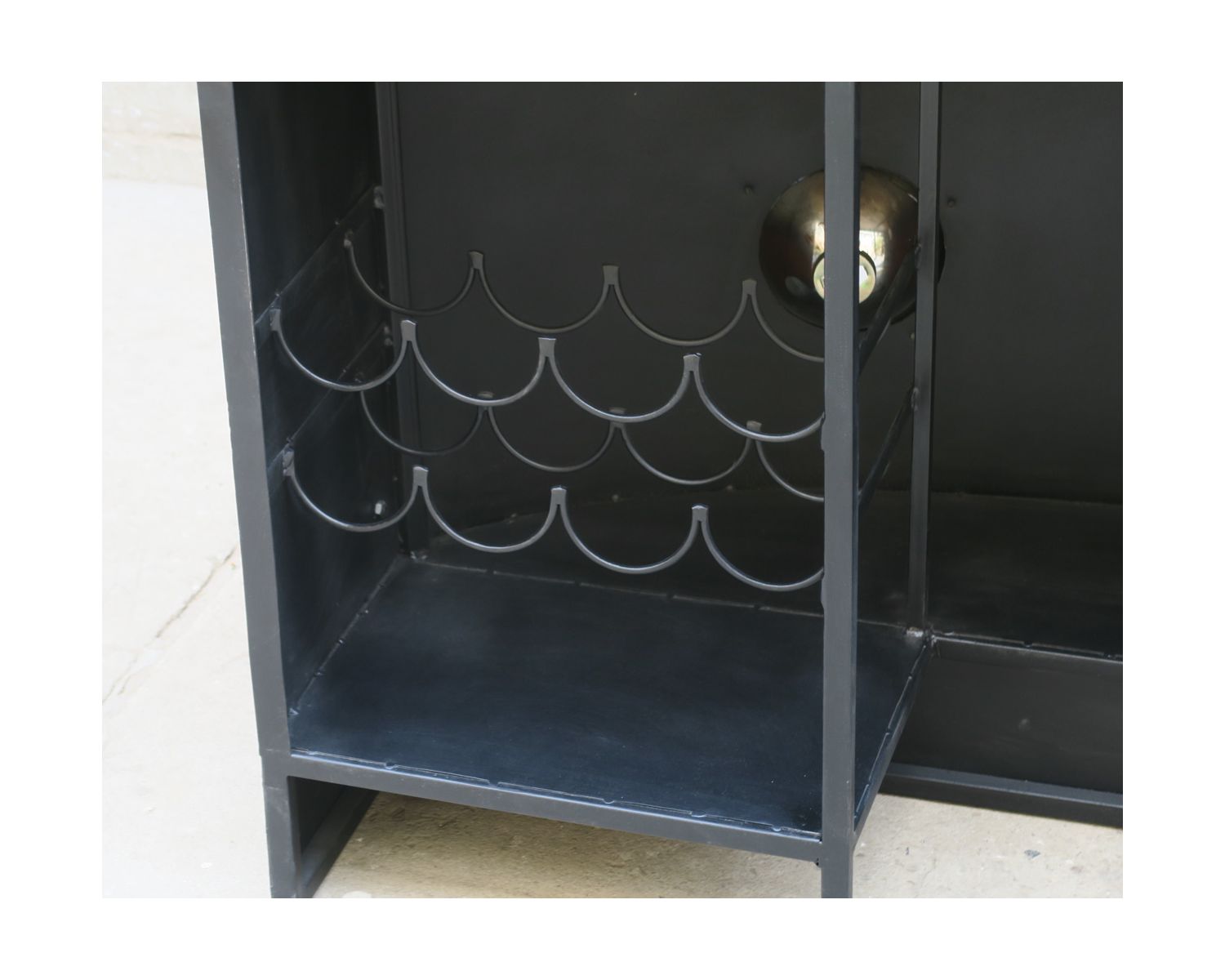 Barra combinata in metallo e legno industriale da 160 cm, bianca e blu, "Nola