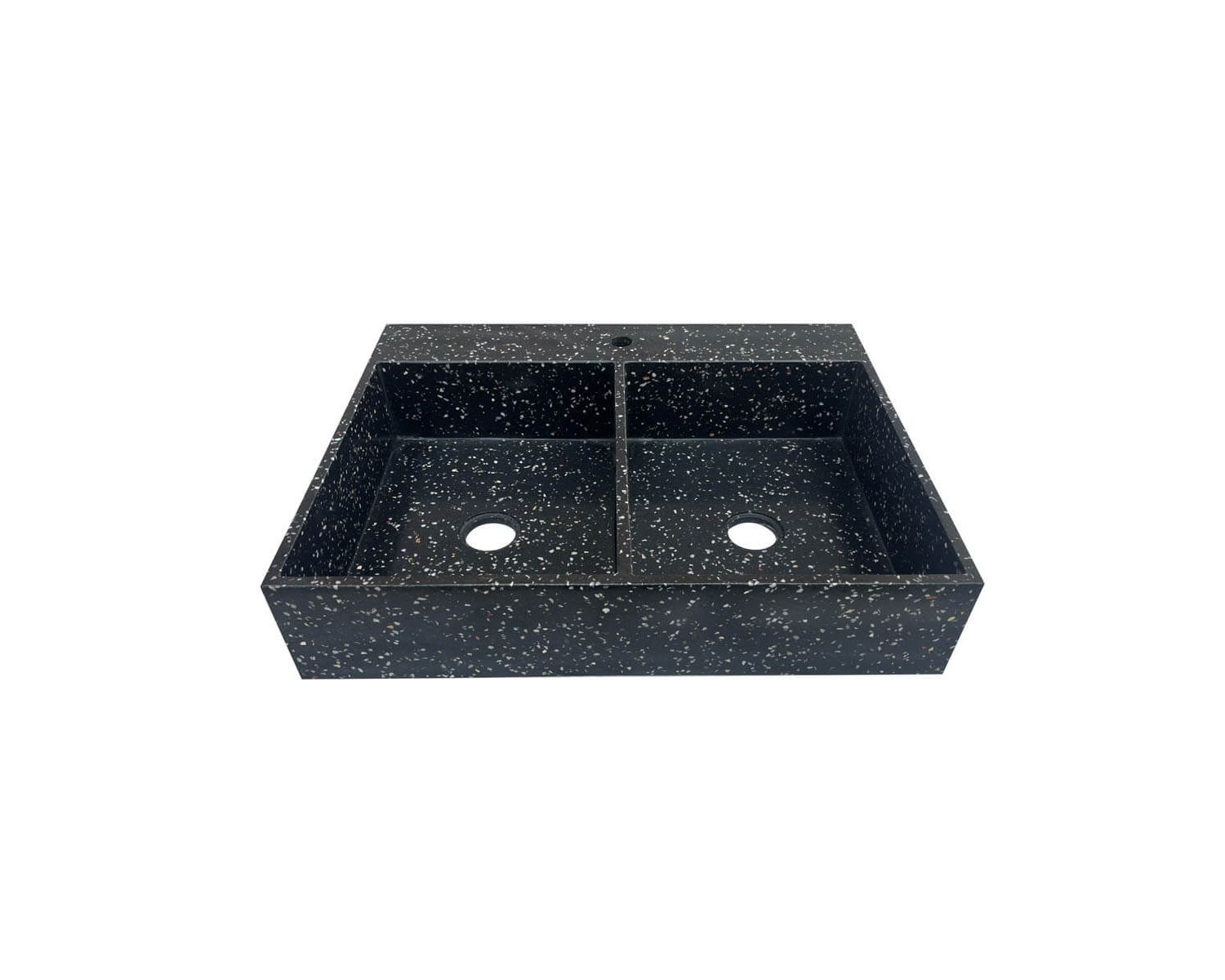 Grande lavello doppio in terrazzo nero