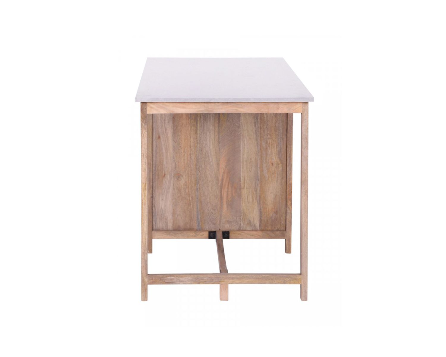 Isola centrale in legno e quarzo bianco con zona pranzo "Grand Chef