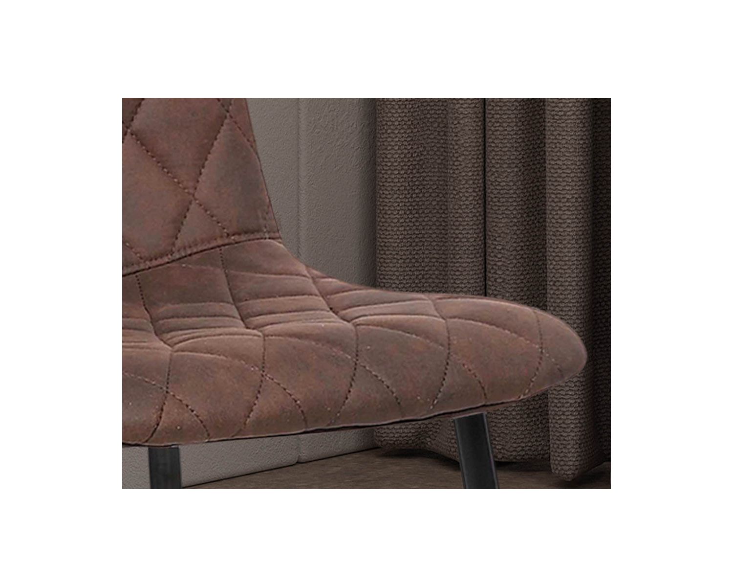 Set di 2 sedie di design "Miro" in metallo nero e tessuto in microfibra marrone