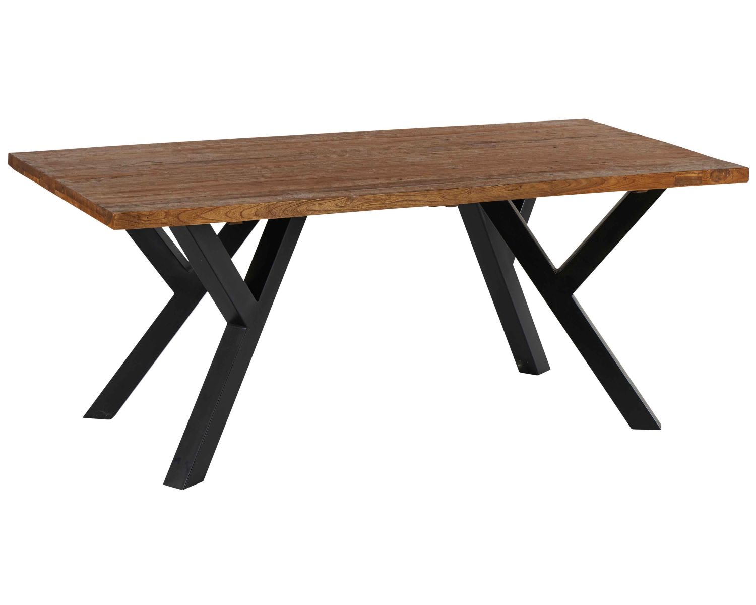 Tavolo in teak naturale massiccio "Roster" da 191 cm con gambe in metallo