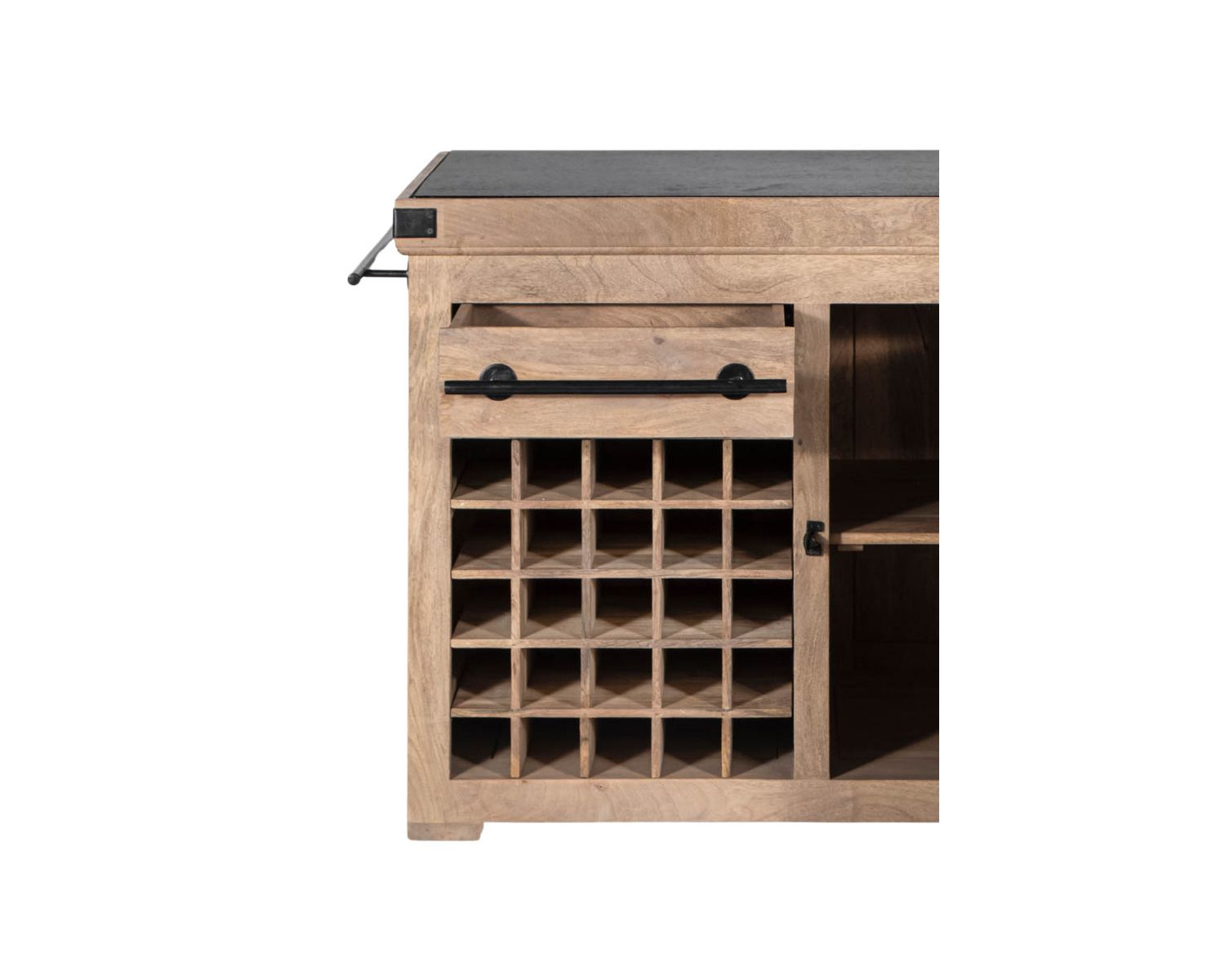 Blocco cucina in legno massiccio "Grand Chef" 115cm piano in pietra