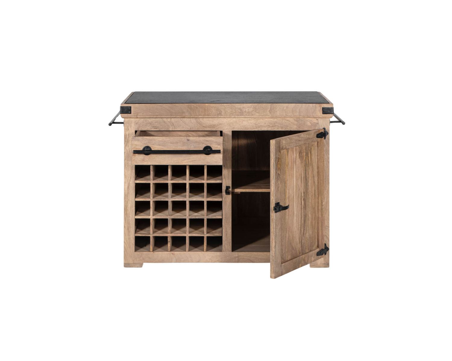 Blocco cucina in legno massiccio "Grand Chef" 115cm piano in pietra