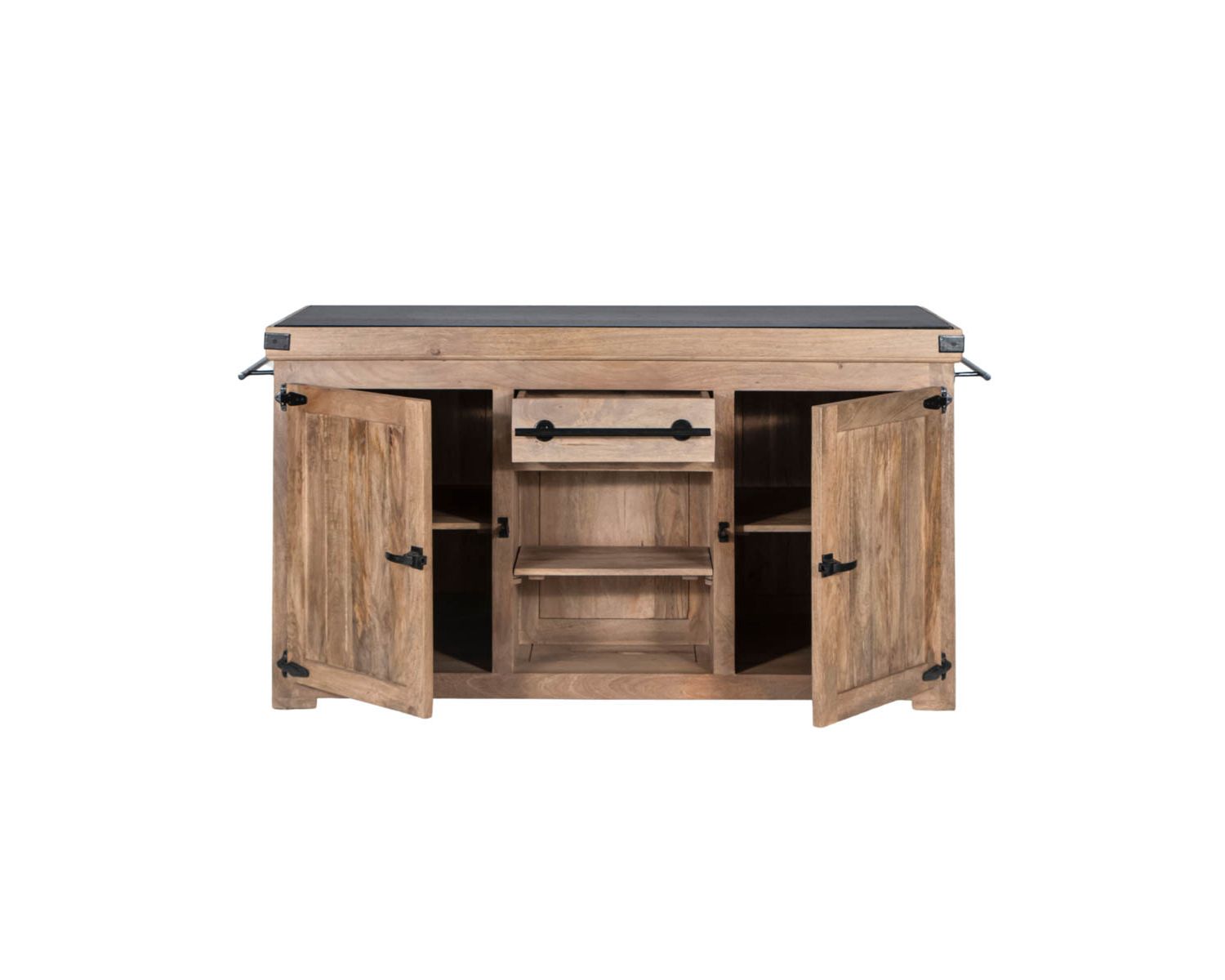 Blocco cucina grande in legno massiccio "Grand Chef" con piano in pietra 165 cm