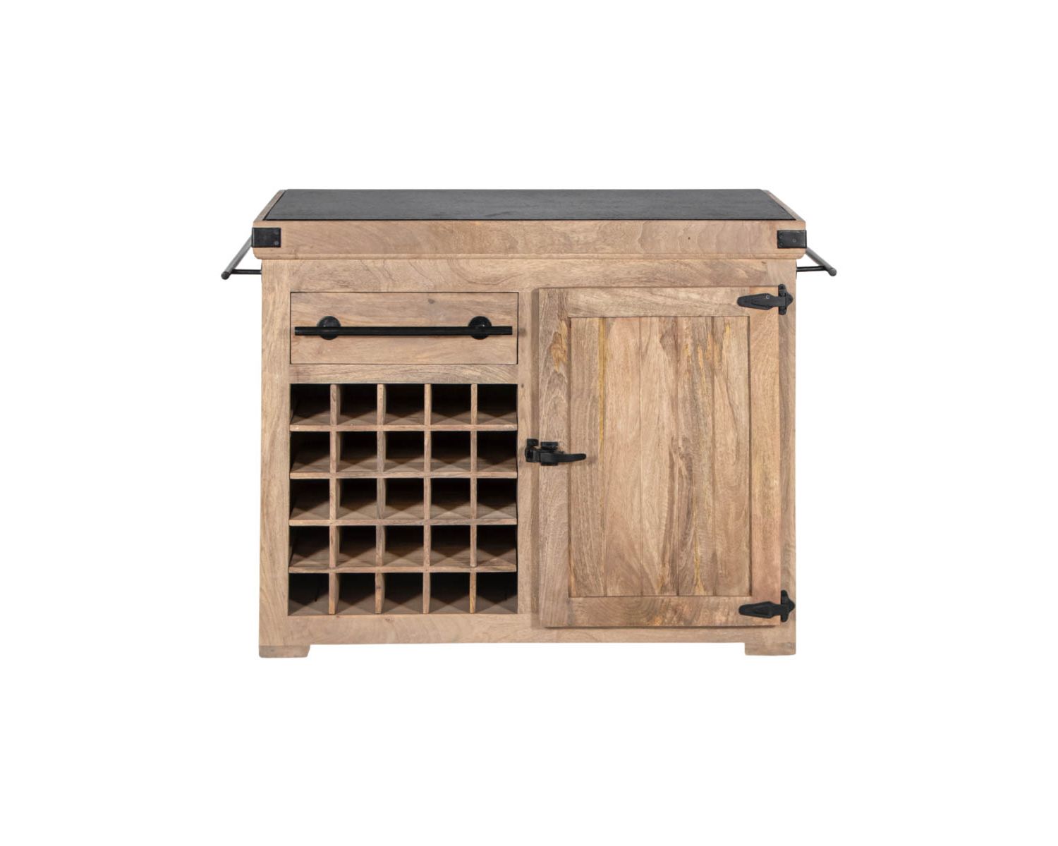 Blocco cucina in legno massiccio "Grand Chef" 115cm piano in pietra