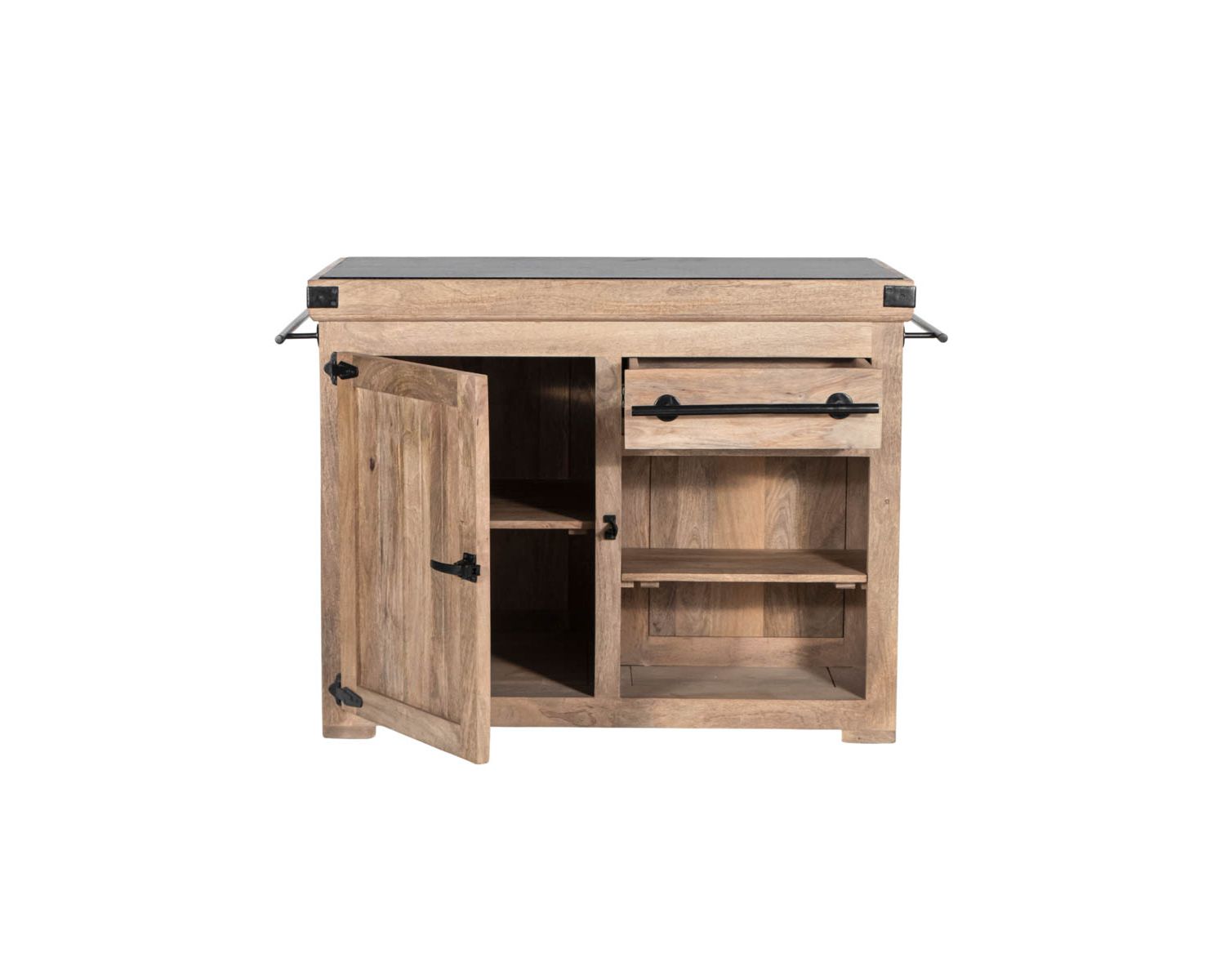 Blocco cucina in legno massiccio "Grand Chef" 115cm piano in pietra