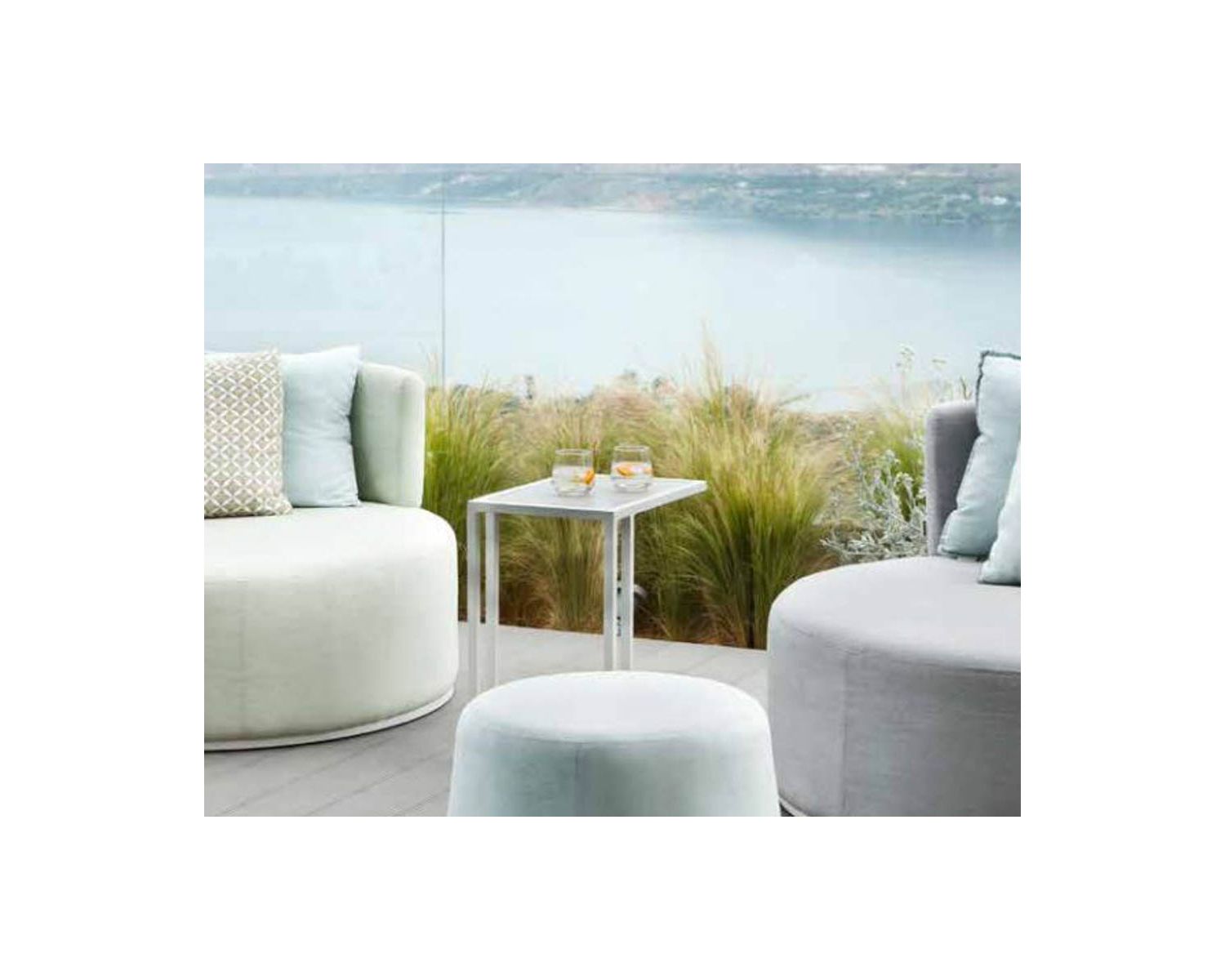 Divano con piano in ceramica bianca "Terrasse