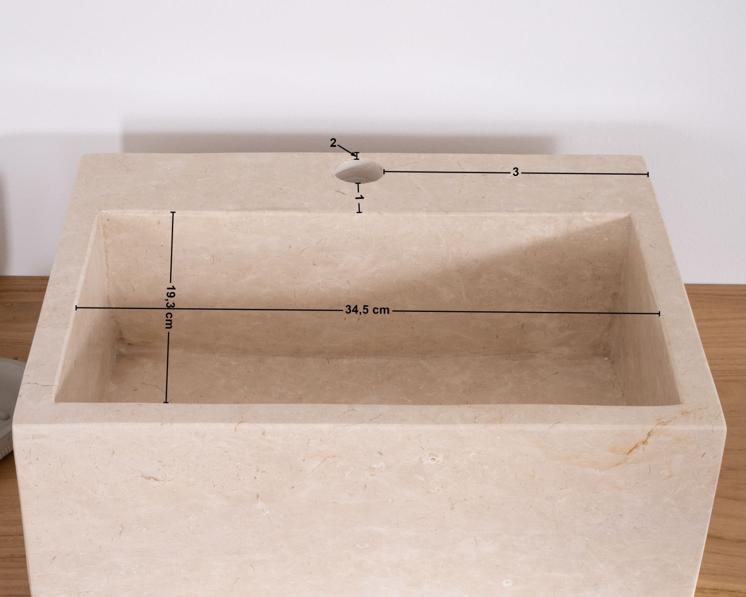 Lavabo rettangolare "Stone" in marmo beige