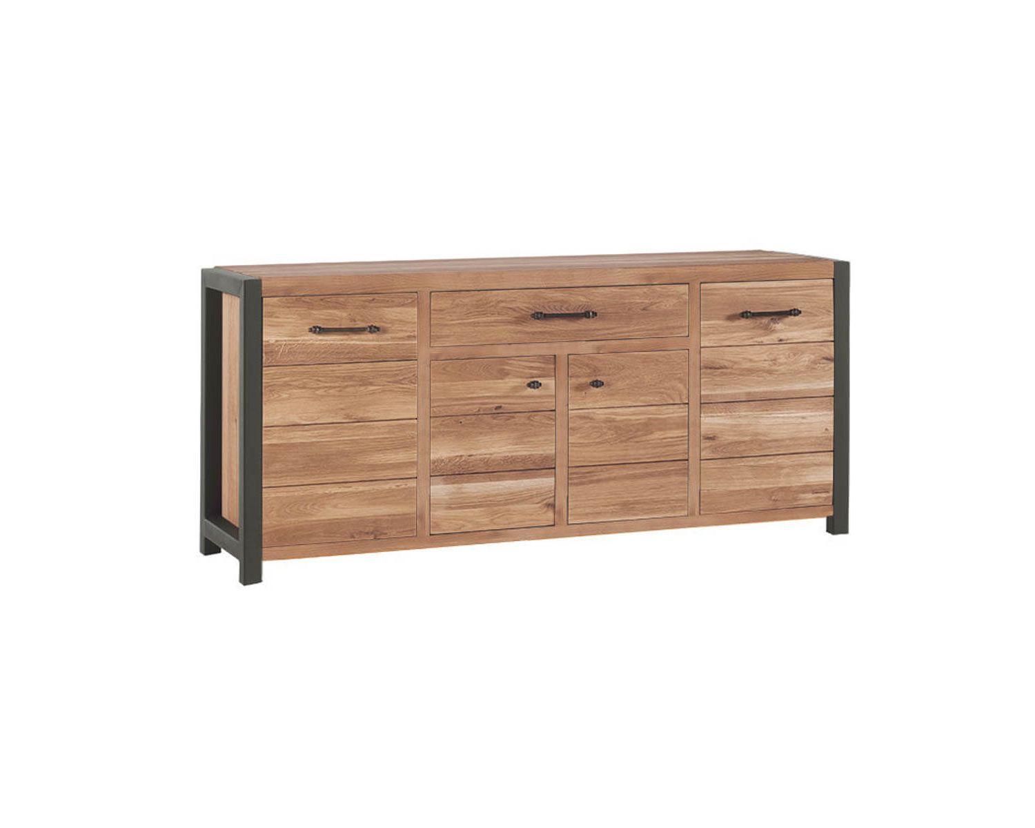 Grande credenza in rovere e metallo a 4 ante e 1 cassetto "Catania" Casita