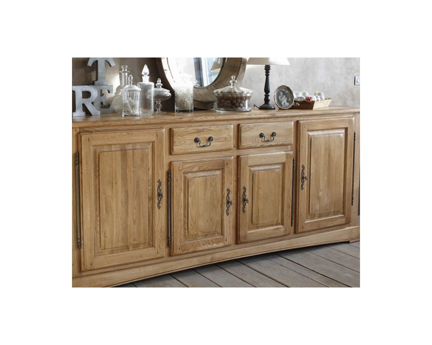 Credenza "antica" in rovere massiccio a 4 ante e 2 cassetti
