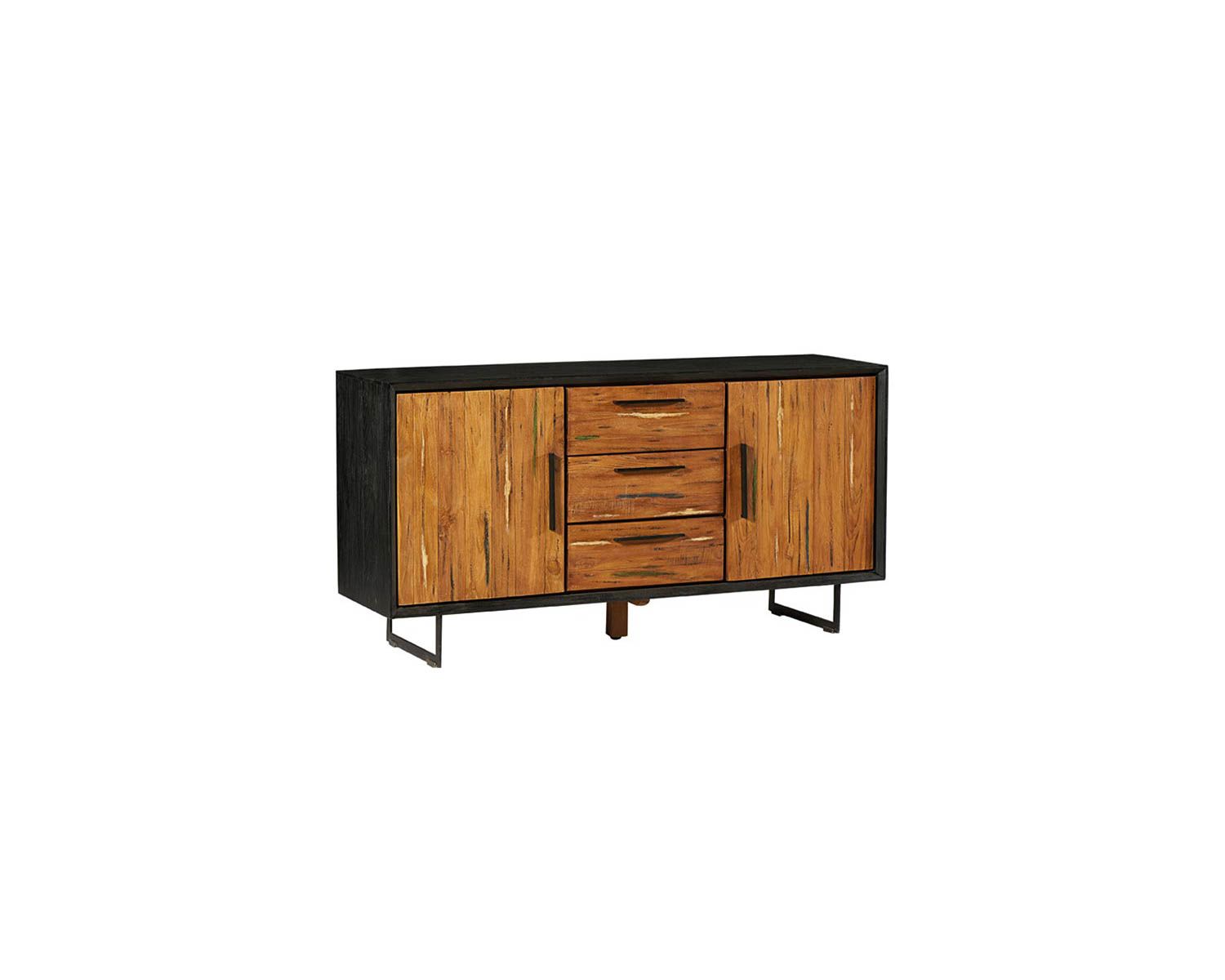 Credenza da pranzo "Ilowa" in legno di teak recuperato e metallo da 160 cm