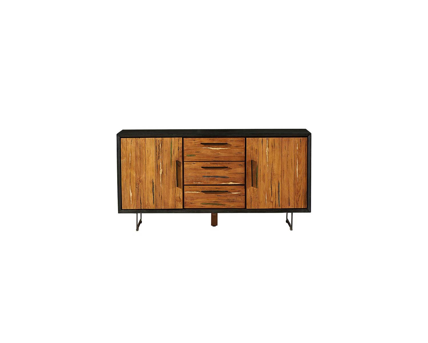 Credenza da pranzo "Ilowa" in legno di teak recuperato e metallo da 160 cm