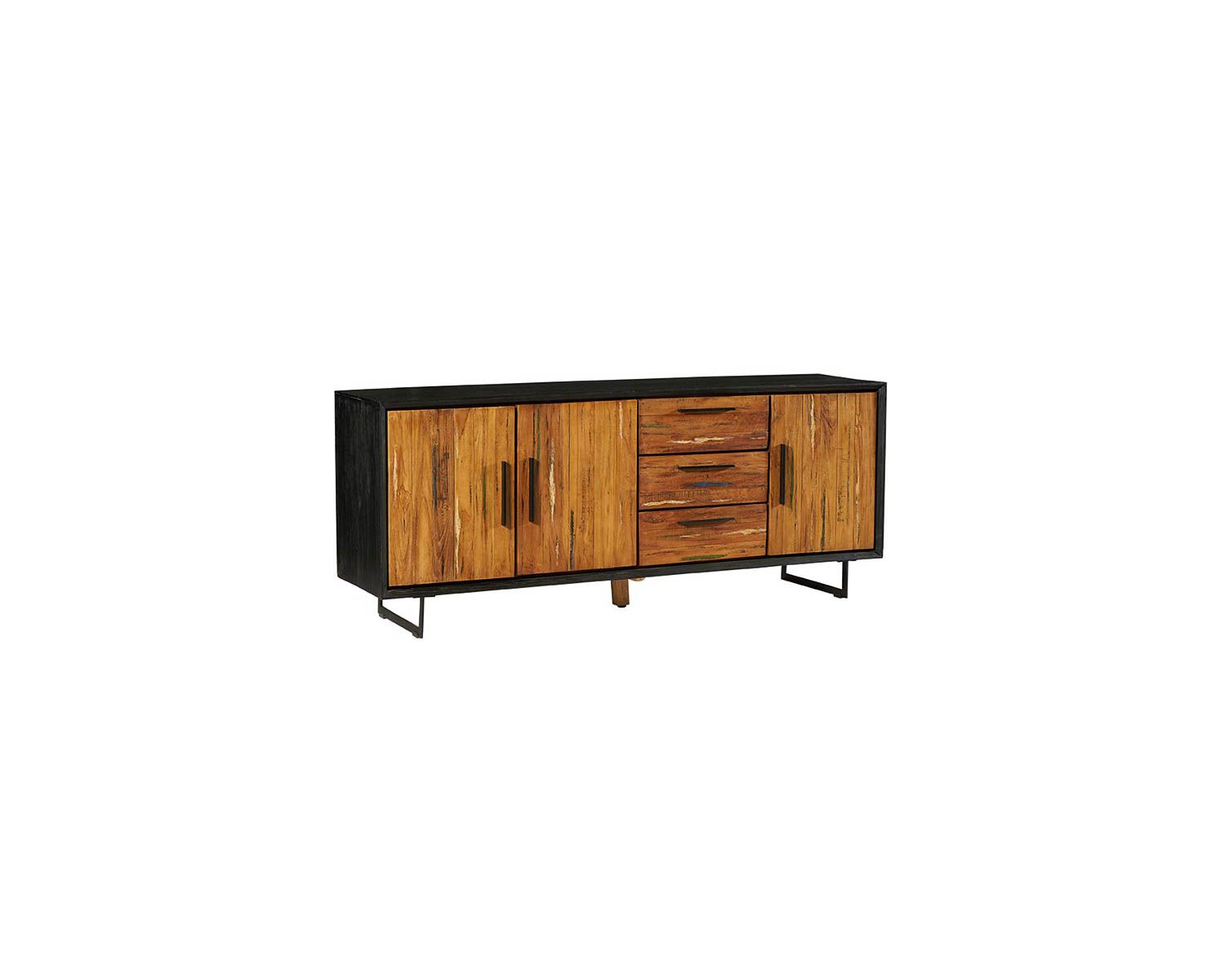 Credenza per sala da pranzo "Ilowa" in legno di teak recuperato e metallo 200 cm