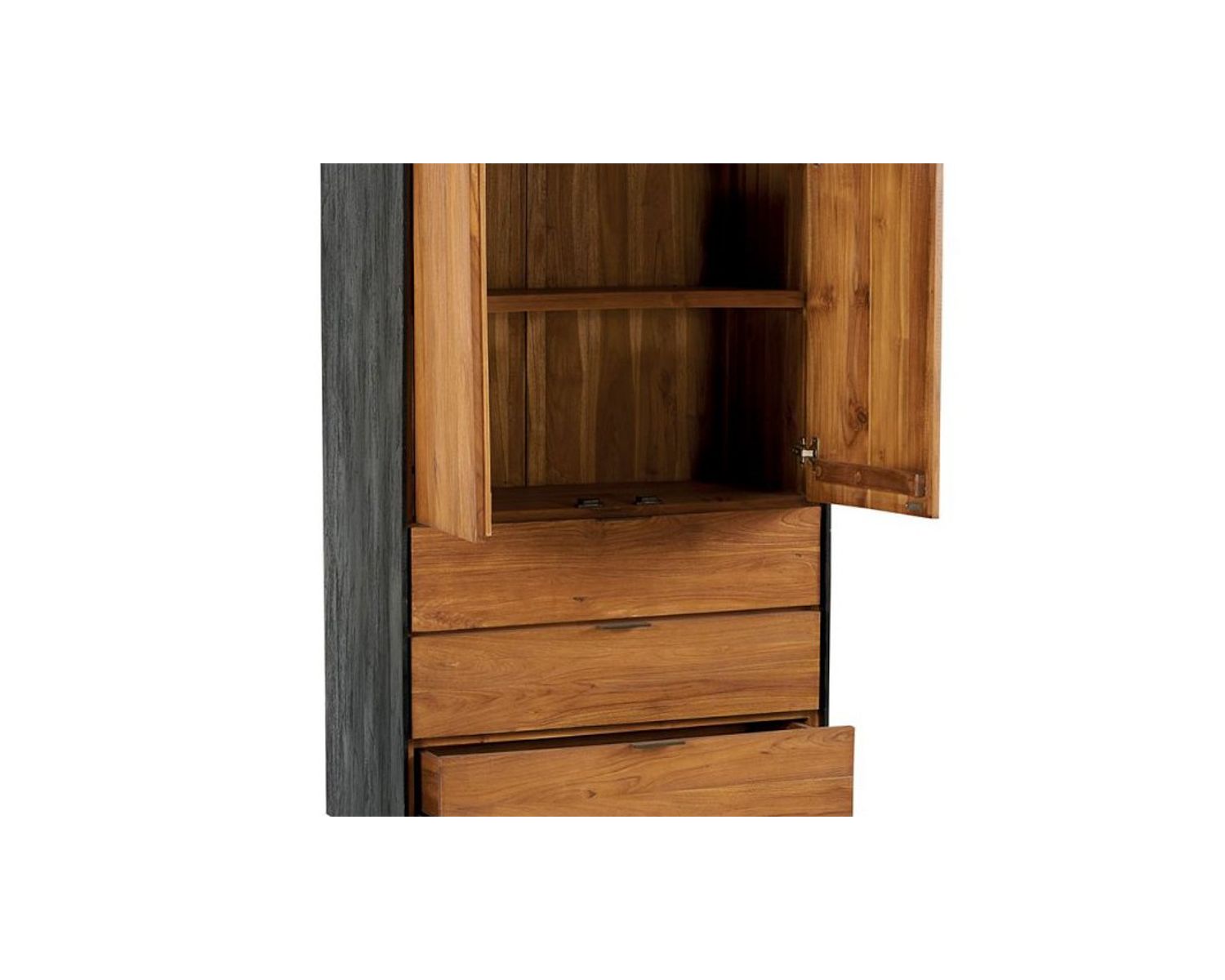 Credenza alta "Aberden" in teak massiccio naturale di recupero