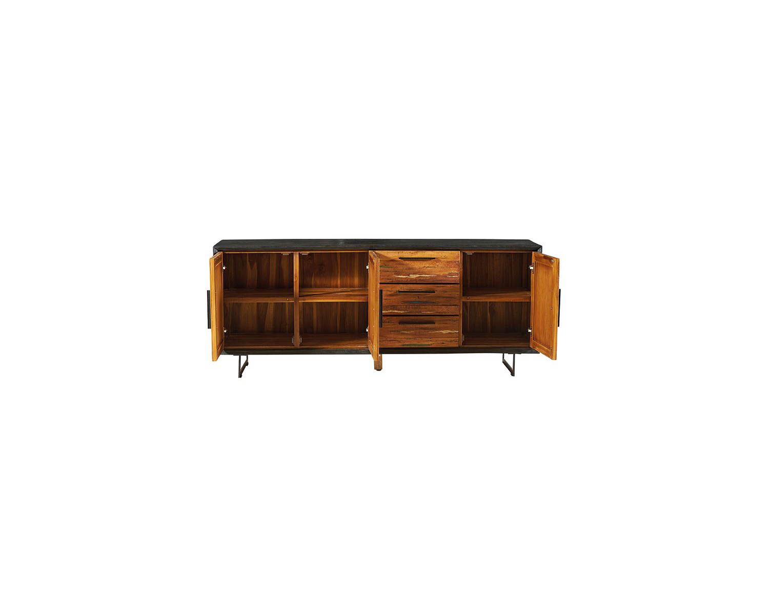 Credenza per sala da pranzo "Ilowa" in legno di teak recuperato e metallo 200 cm