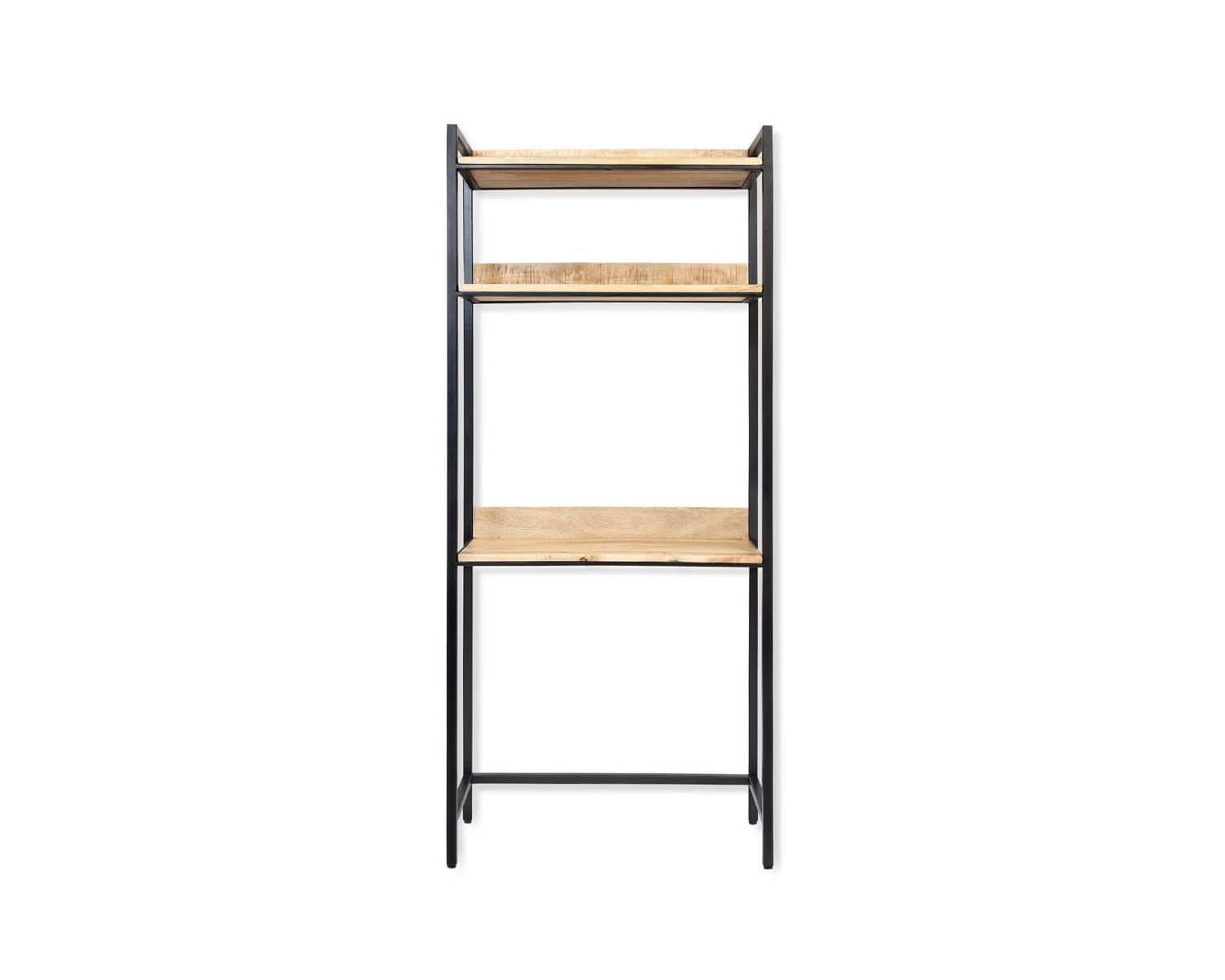 Scrivania industriale "Atelier" in metallo e legno di mango con scaffali 