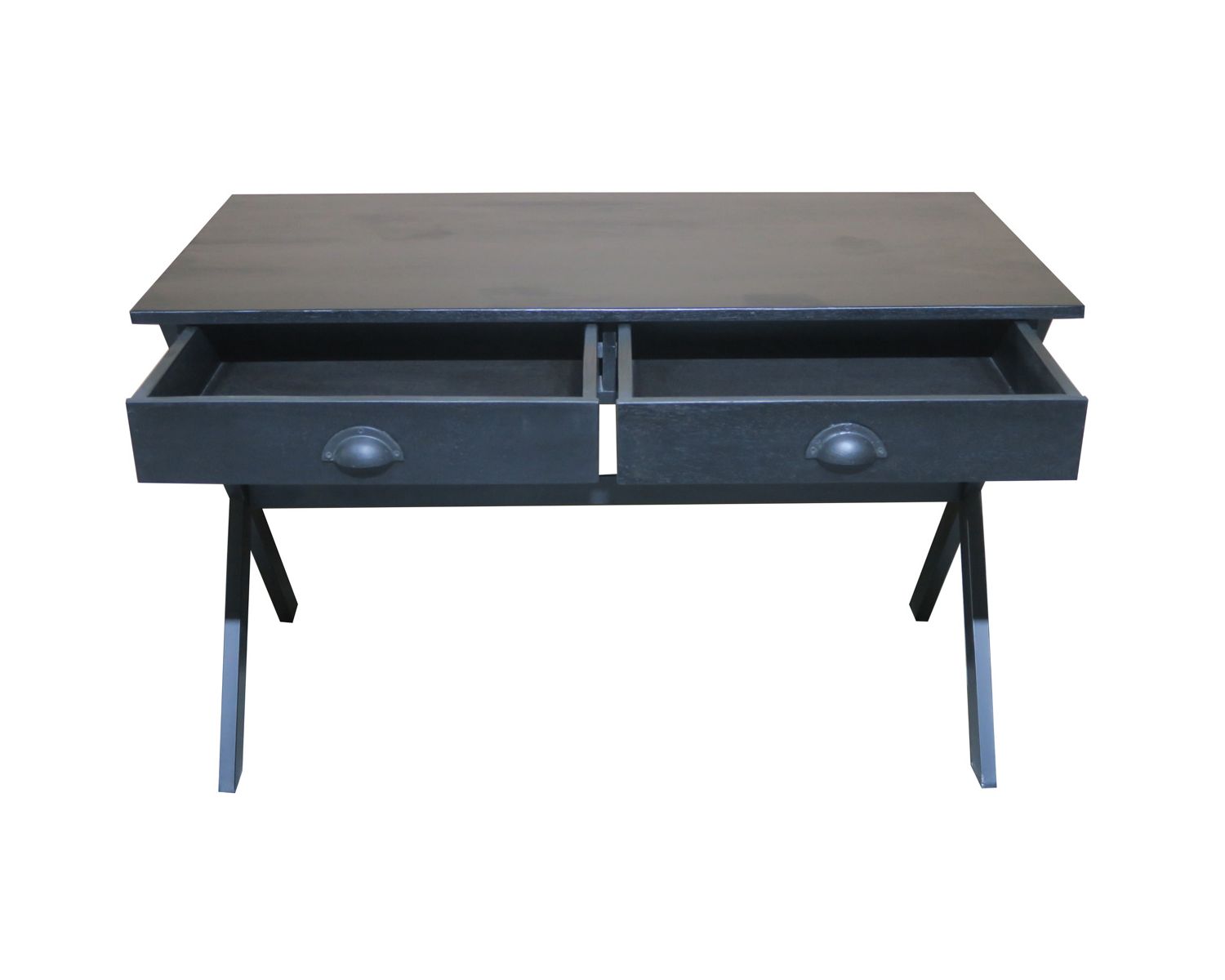 Scrivania in metallo nero e legno 120cm "Atelier