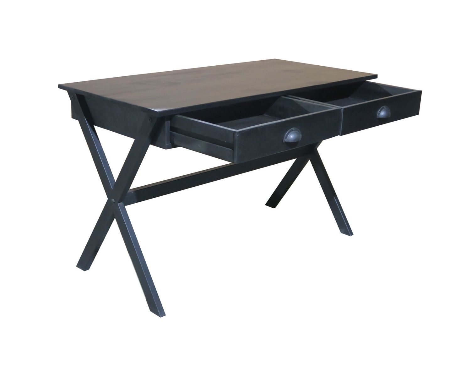 Scrivania in metallo nero e legno 120cm "Atelier