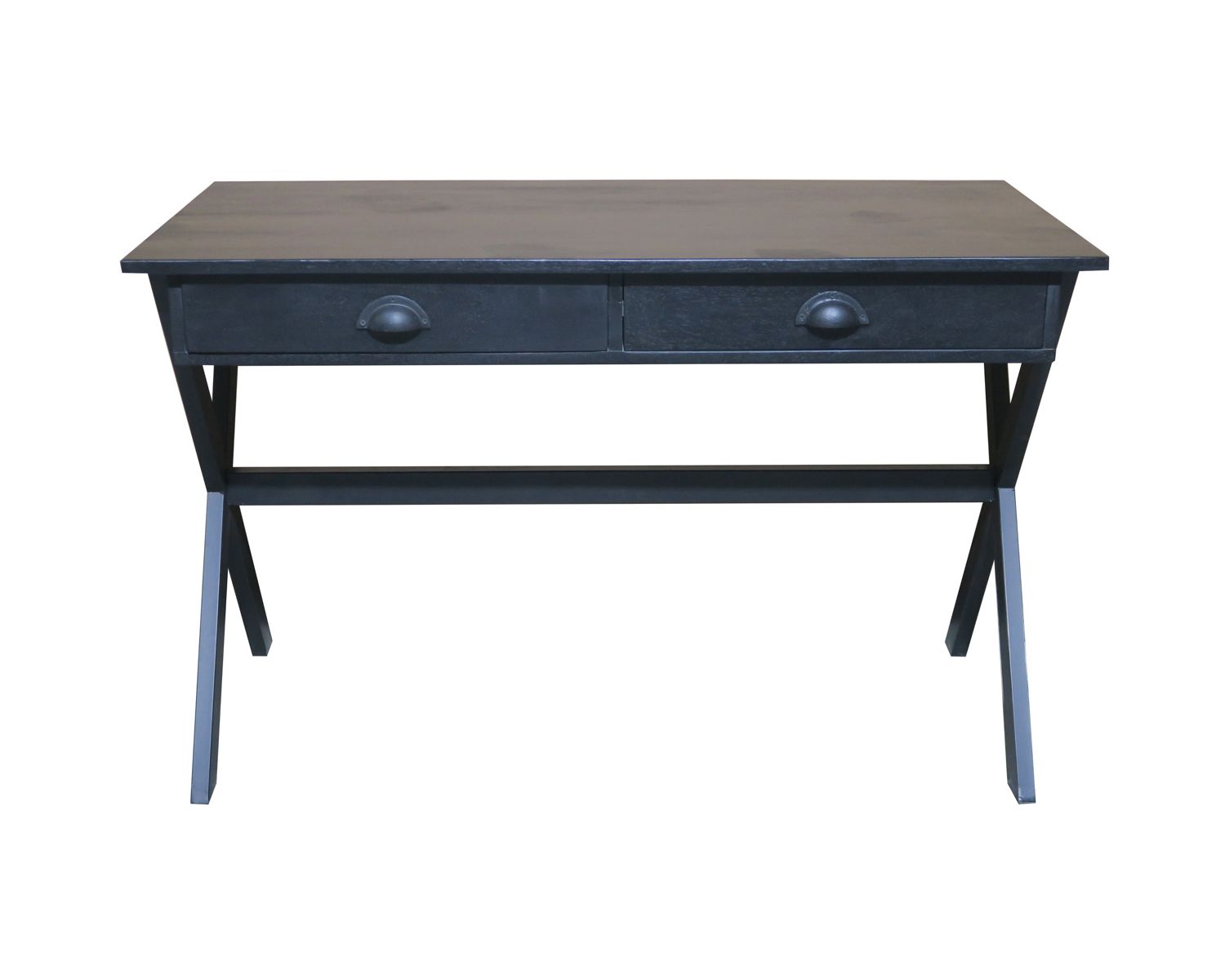 Scrivania in metallo nero e legno 120cm "Atelier