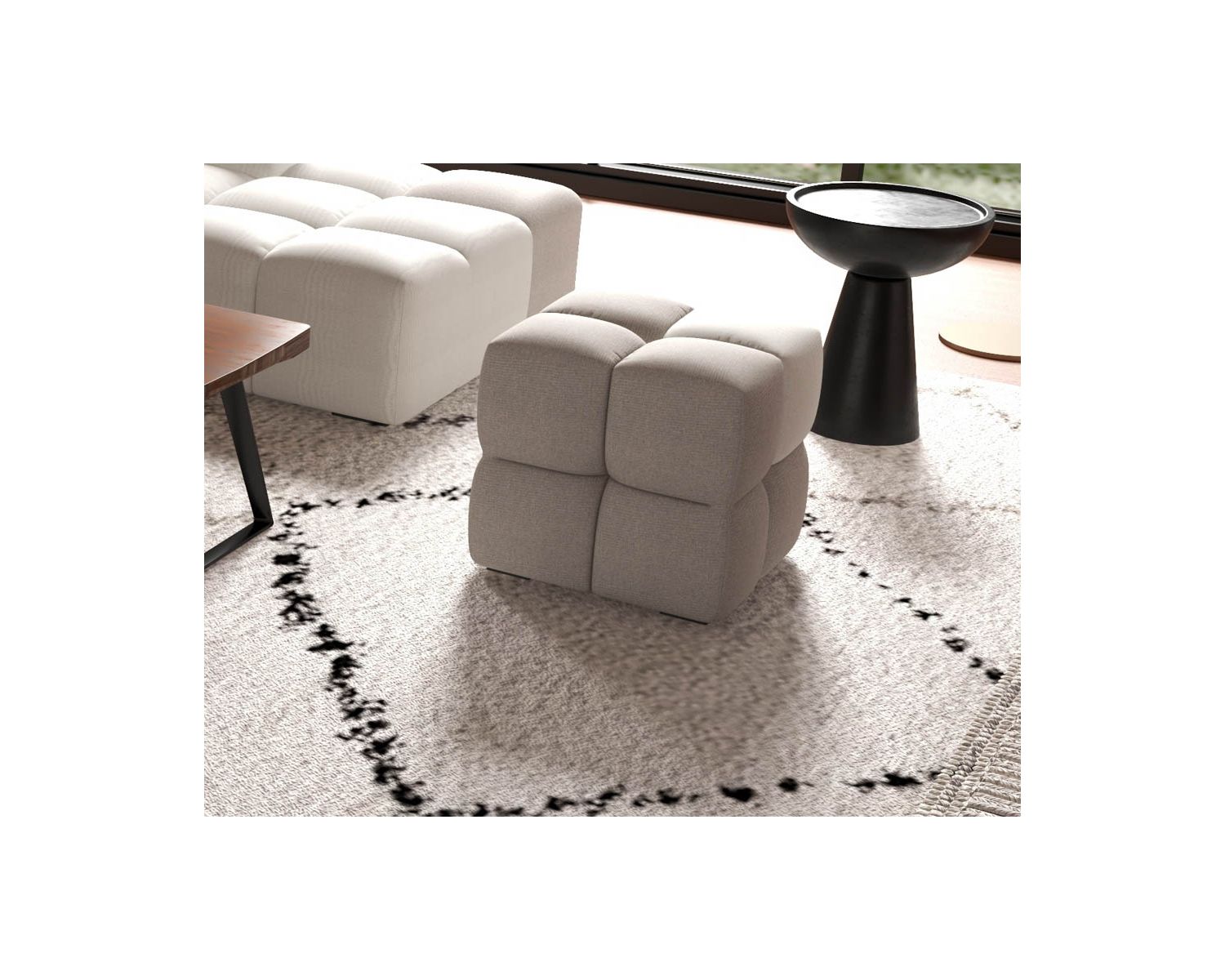 Pouf cubo di design "Casa Nova" in bicolore grigio e beige