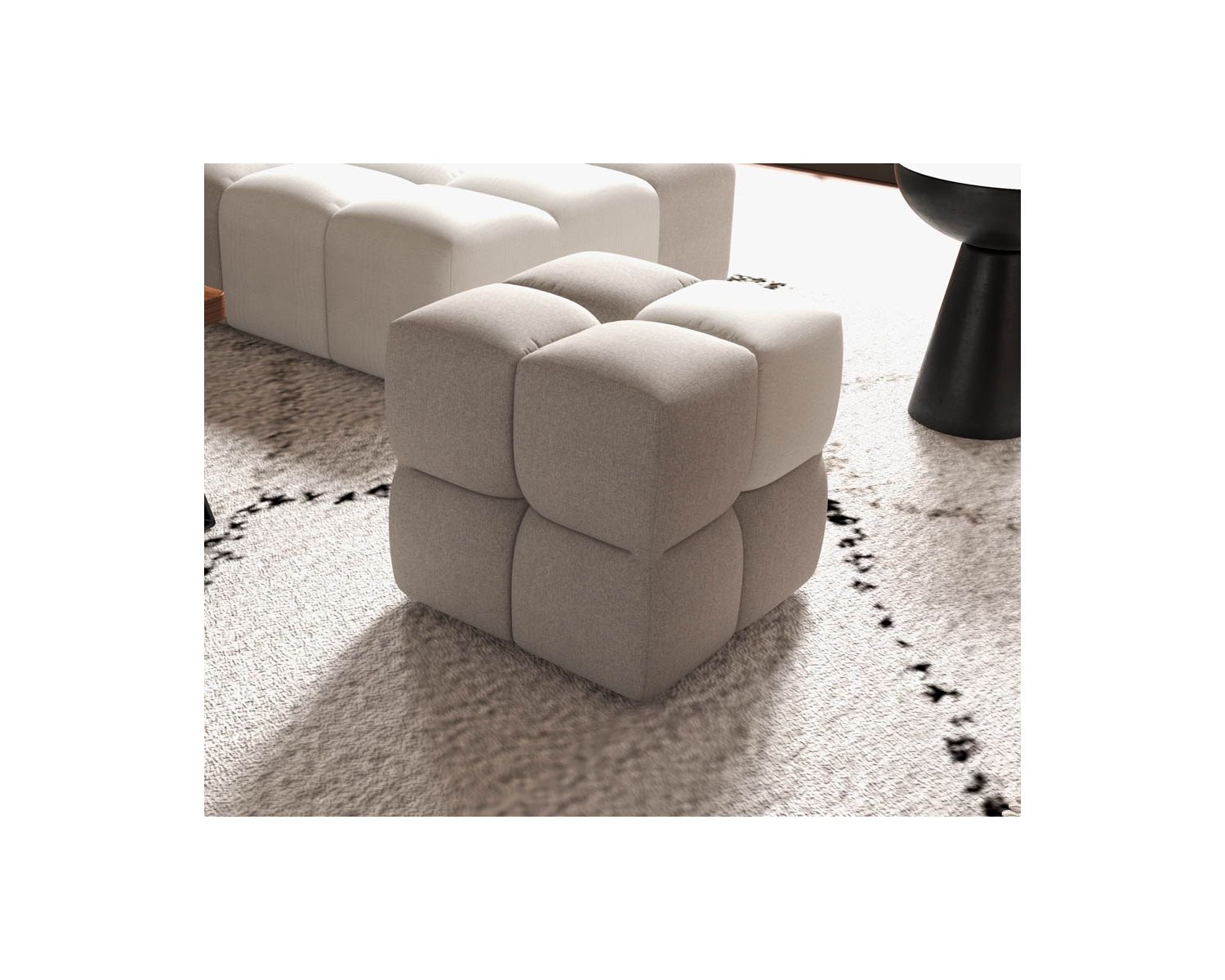 Pouf cubo di design "Casa Nova" in bicolore grigio e beige