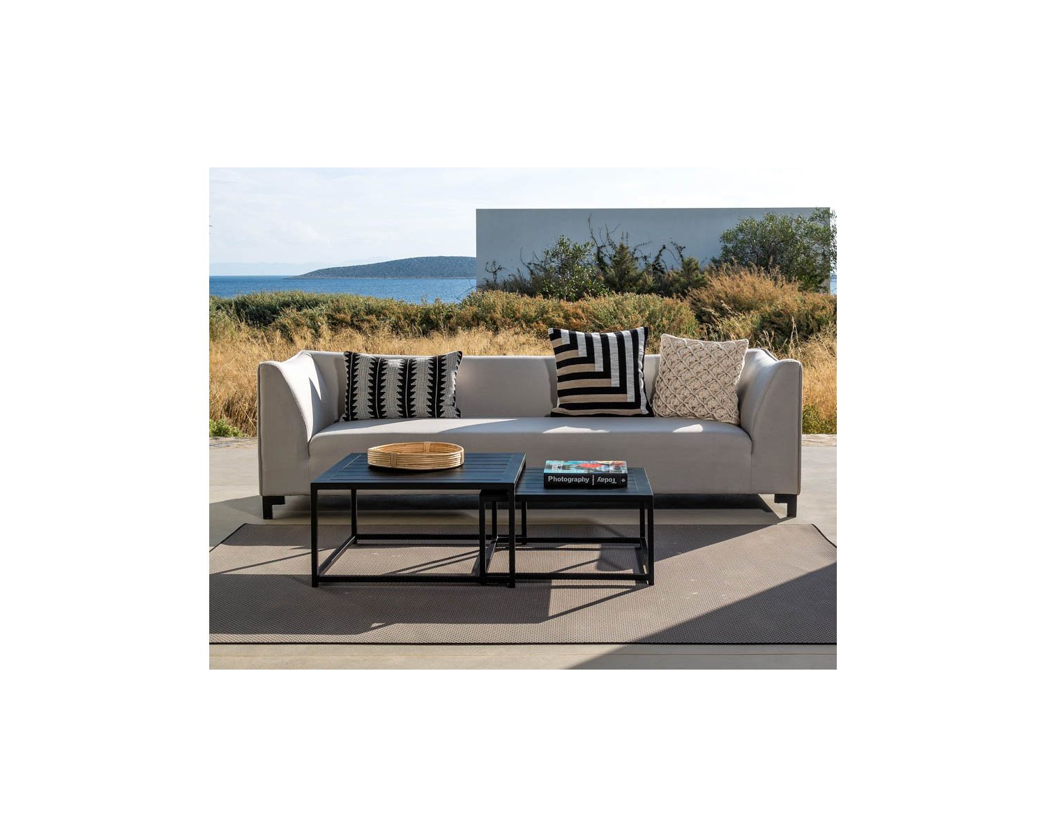 Set di mobili da giardino in tessuto Sunbrella "Andaman Island", 3 pezzi, grigio chiaro