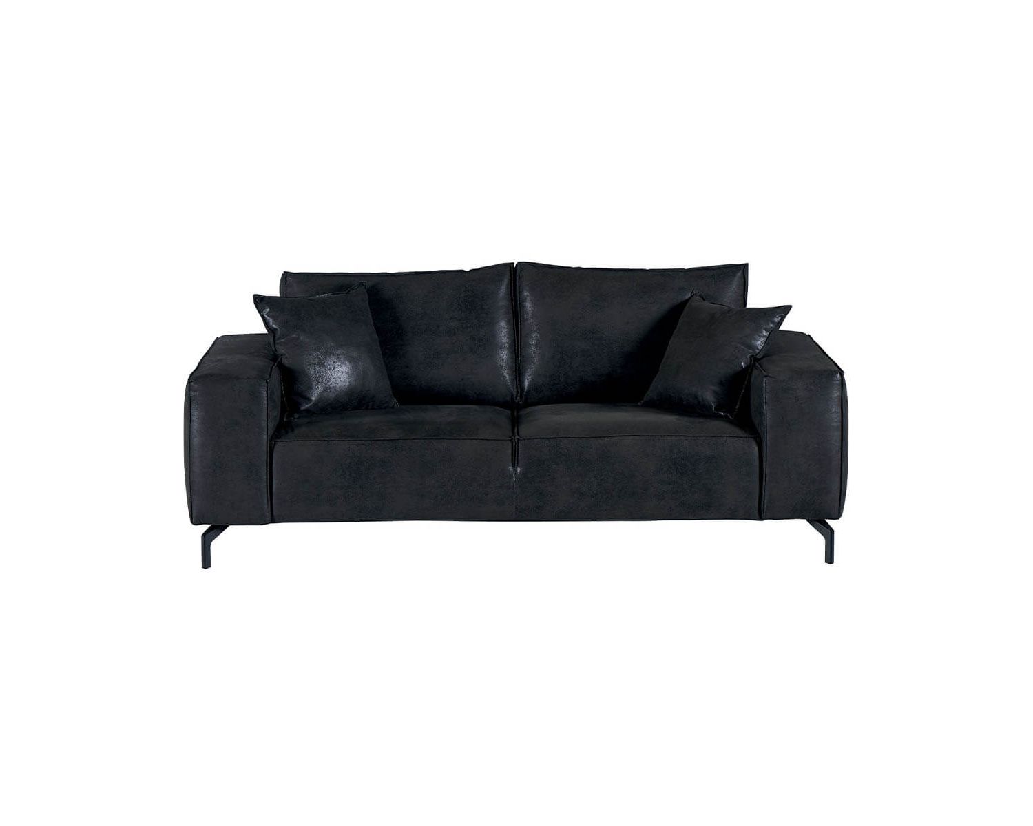 Divano a 3 posti in tessuto grigio scuro dal design "Pueblo" con gambe in metallo