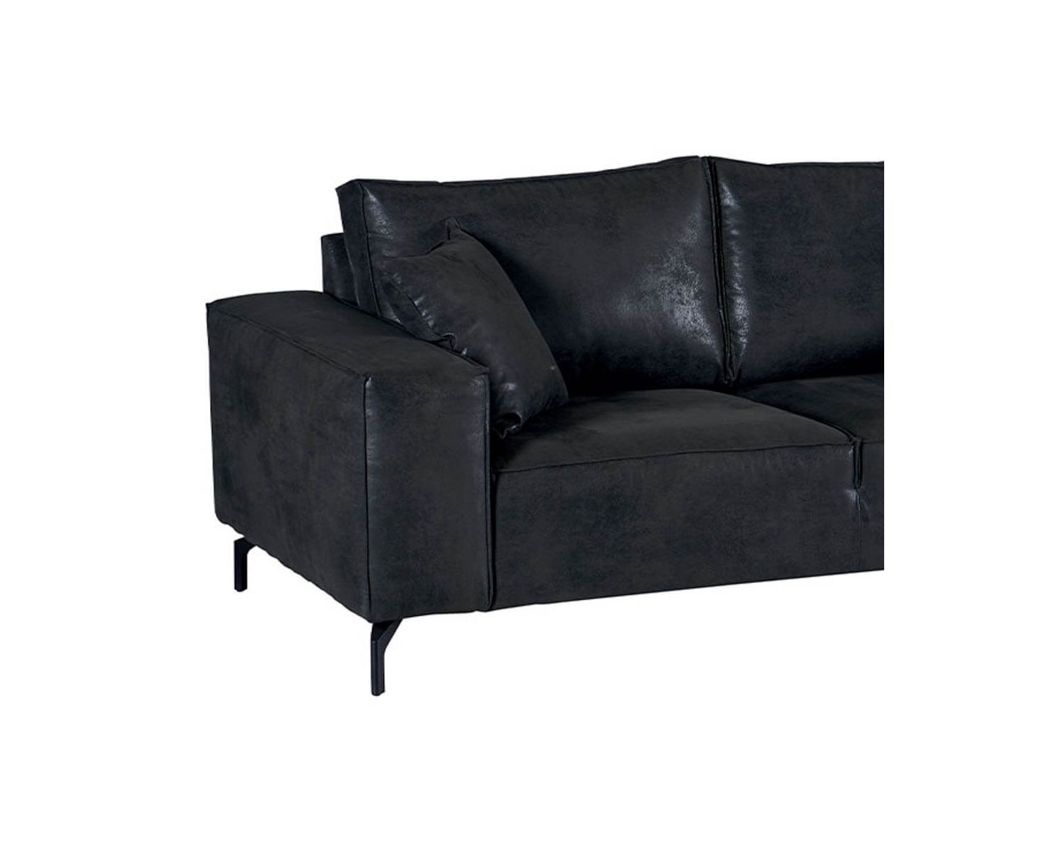 Divano a 3 posti in tessuto grigio scuro dal design "Pueblo" con gambe in metallo