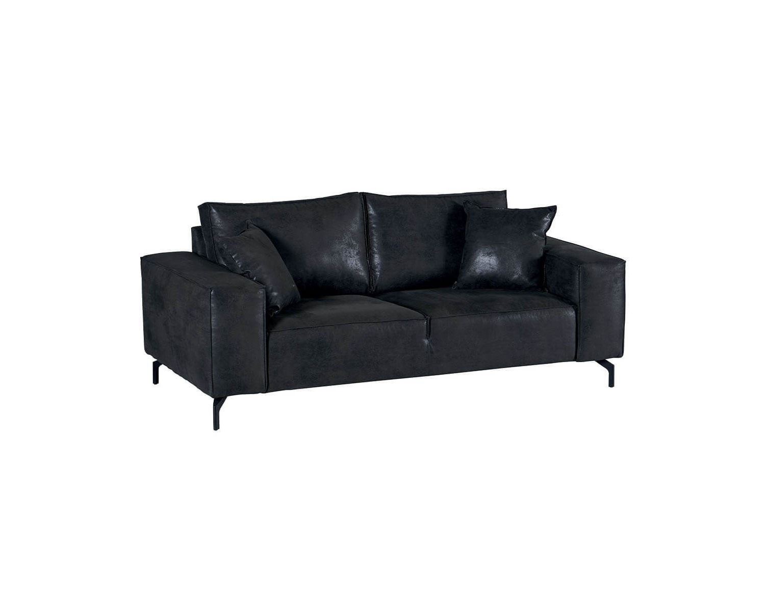 Divano a 3 posti in tessuto grigio scuro dal design "Pueblo" con gambe in metallo