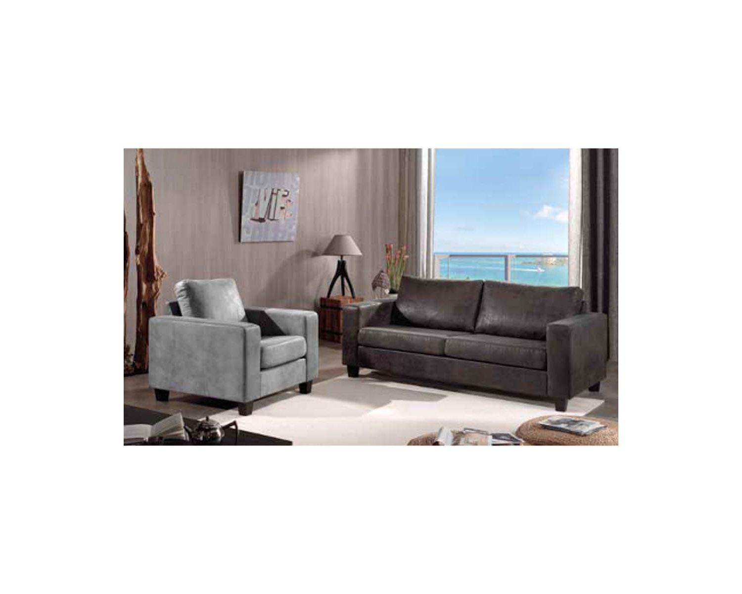 Divano a 2 posti "Thomson" in tessuto Havana ultra-confortevole