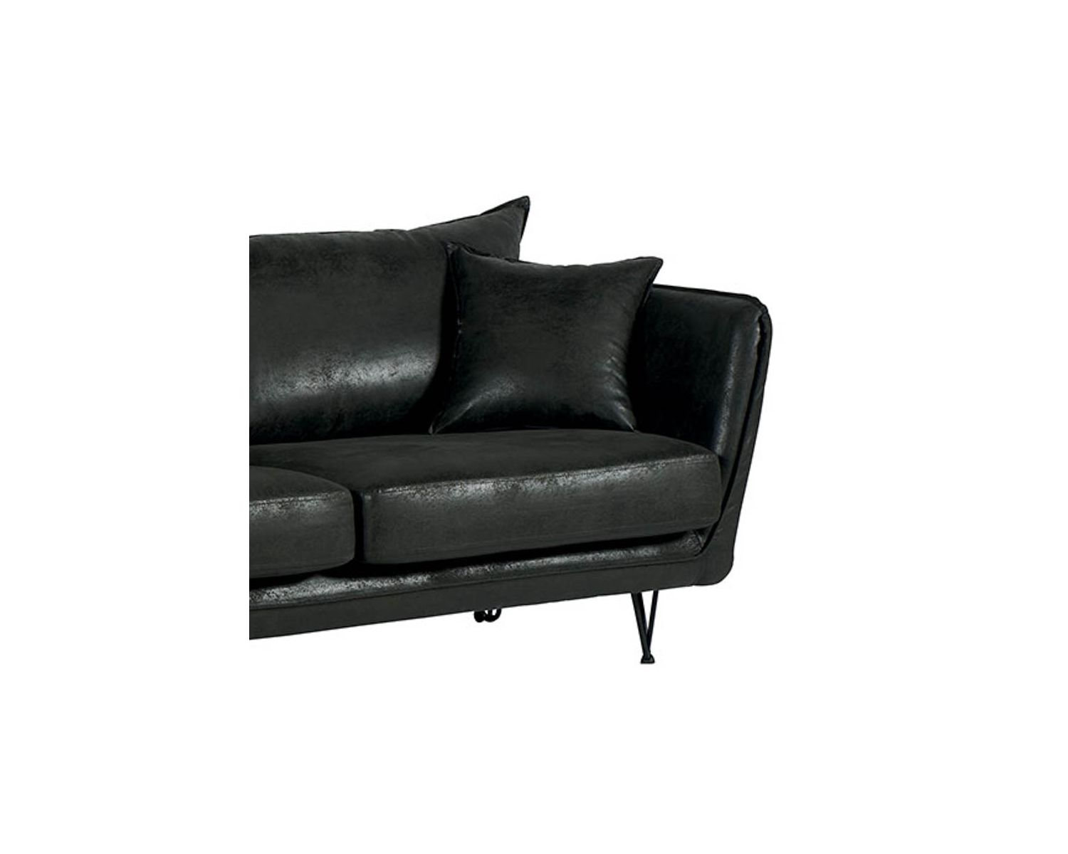 Divano vintage a 3 posti grigio scuro con gambe "Hasting" in metallo