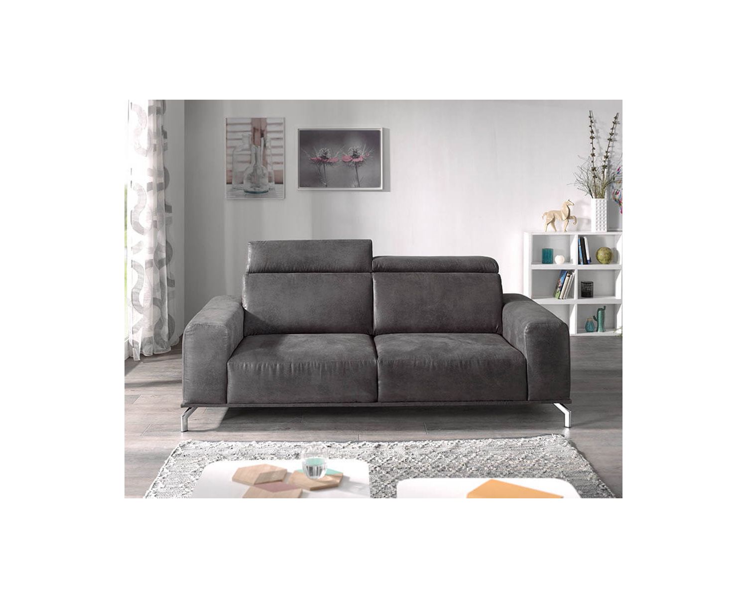 Divano contemporaneo ultra-confortevole "Utaka" XXL in tessuto grigio