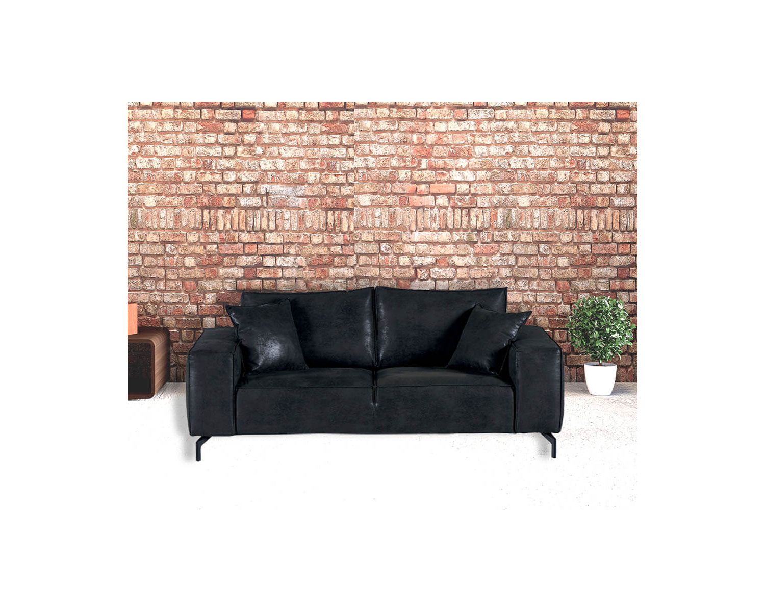 Divano a 3 posti in tessuto grigio scuro dal design "Pueblo" con gambe in metallo