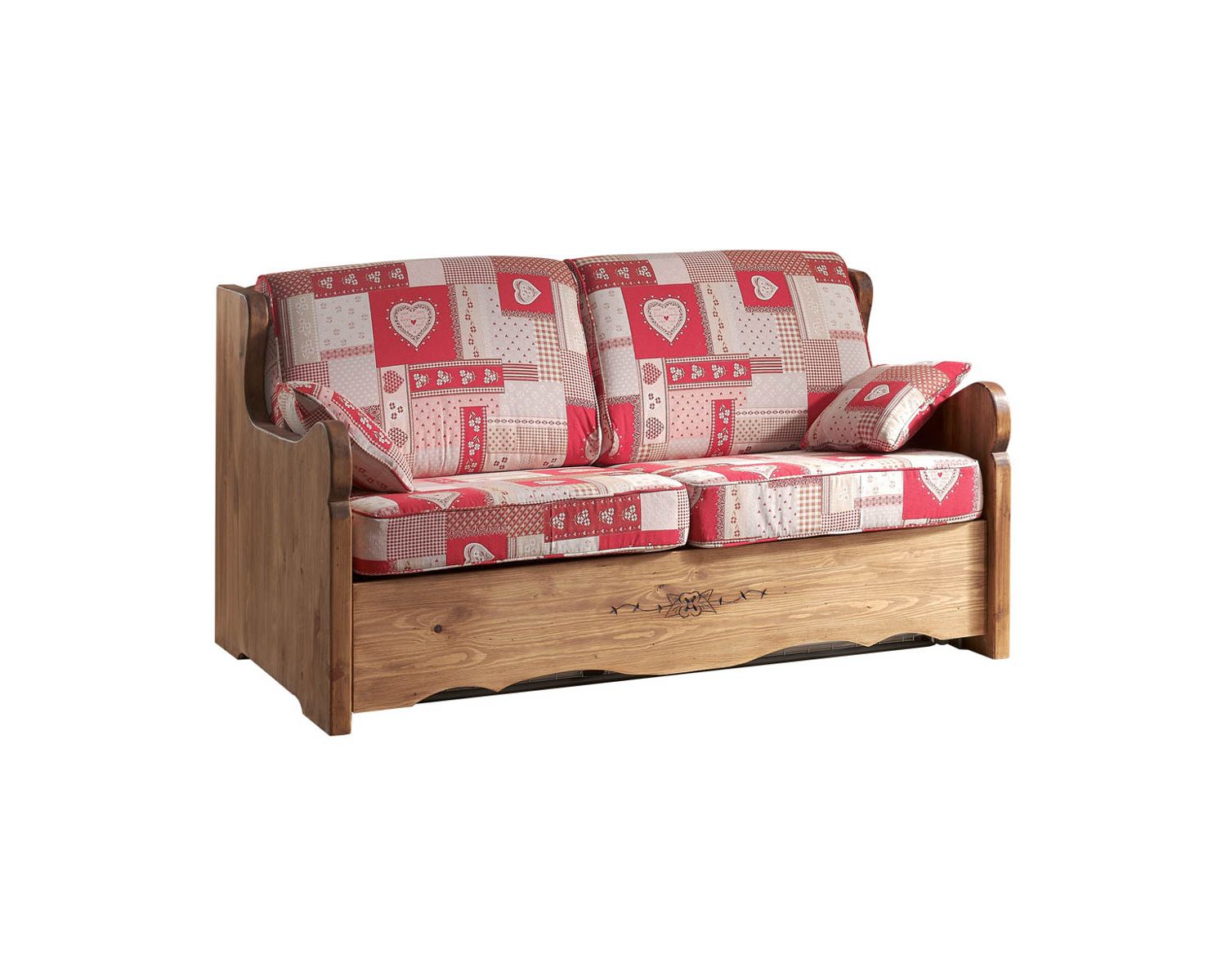 Divano letto Express sfoderabile con tessuti a scelta e legno di pino "Alaska"