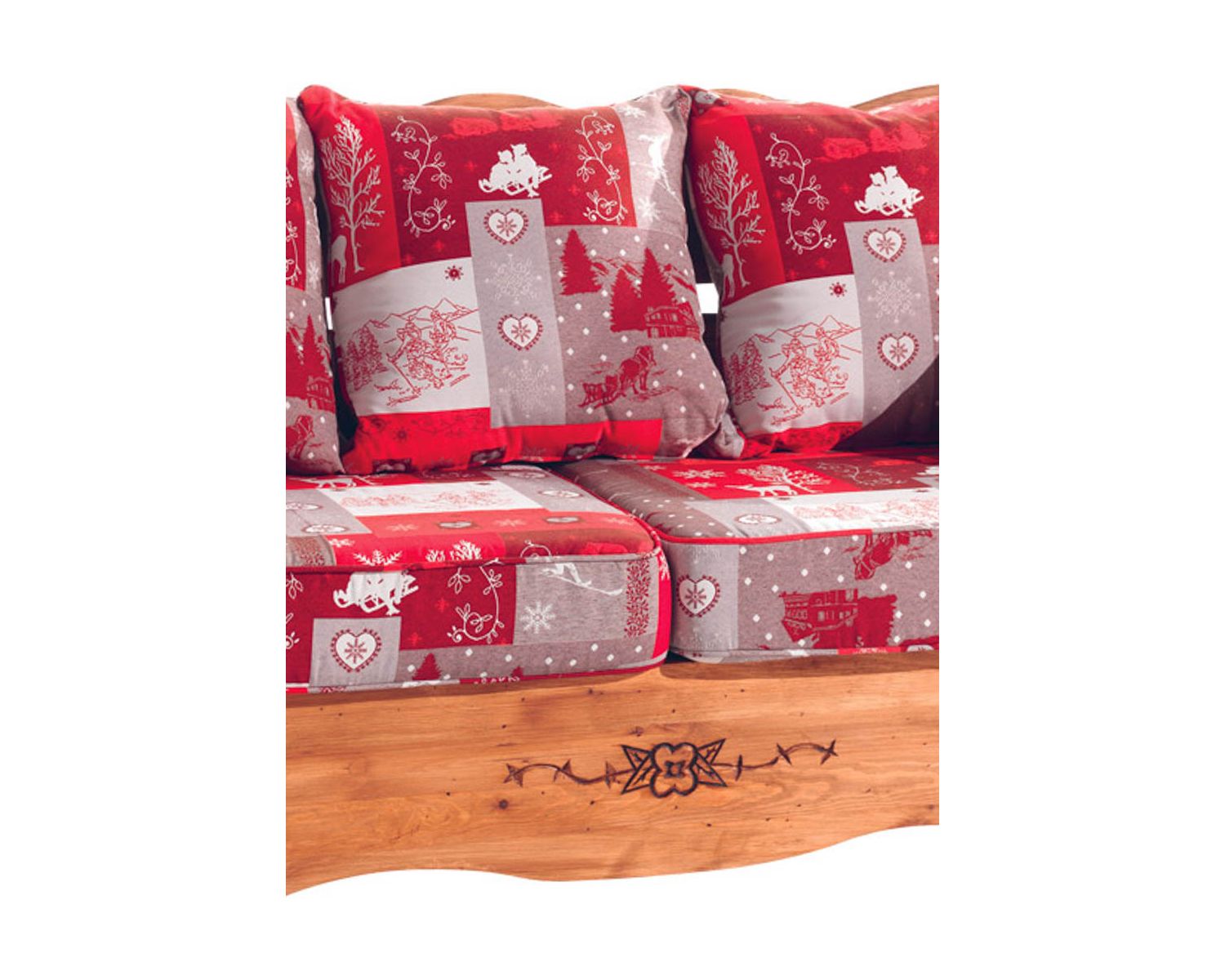 Divano a 2 posti in stile chalet di montagna con tessuto "Alaska" a scelta